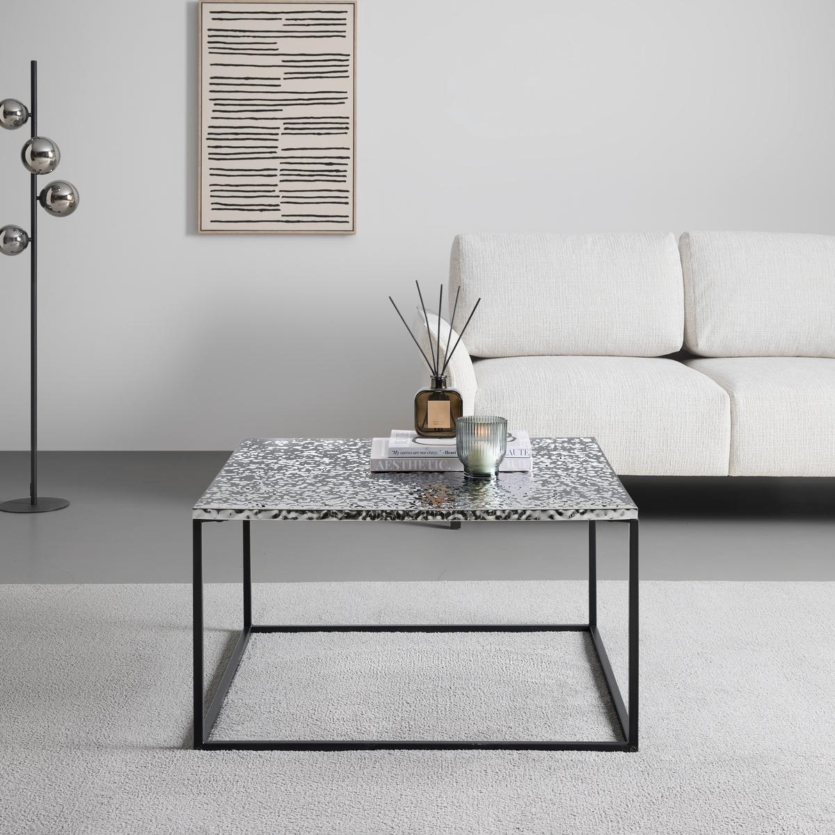 Dohányzóasztal Bubble - fekete/ezüstszínű, Design, faalapú anyag/fém (70/70/40cm) - Mömax