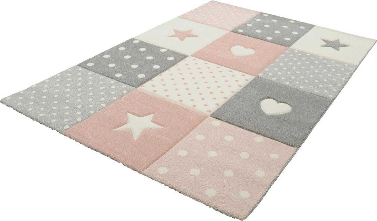 Kinderteppich Pastel Kids Grau/Hellrosa ca. 160x230cm - Hellrosa/Grau, Basics, Textil (160/230cm)