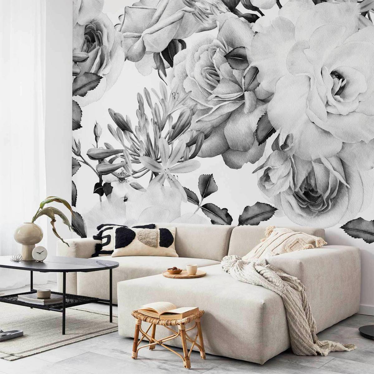 Fototapeta Sentimental Garden, 250x175cm - siva/bela, Trendi, tekstil (250/175cm) - artgeist