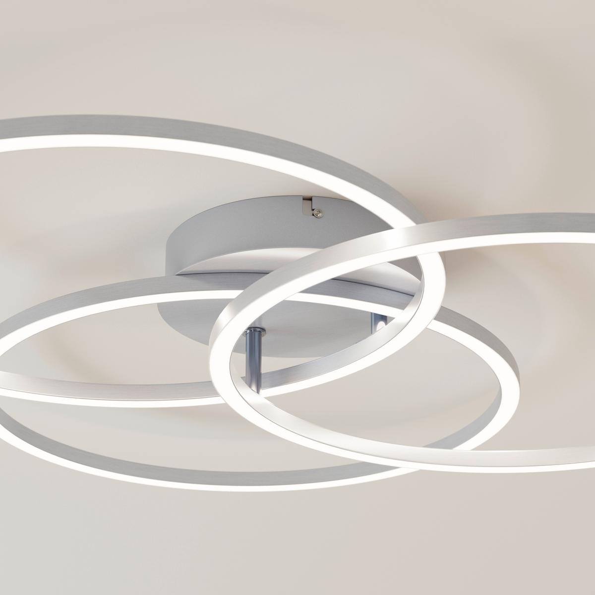 LAMPA SUFITOWA LED FONTANA *SBN* - kolor aluminiowy, Design, tworzywo sztuczne/metal (71/52/9cm) - Novel