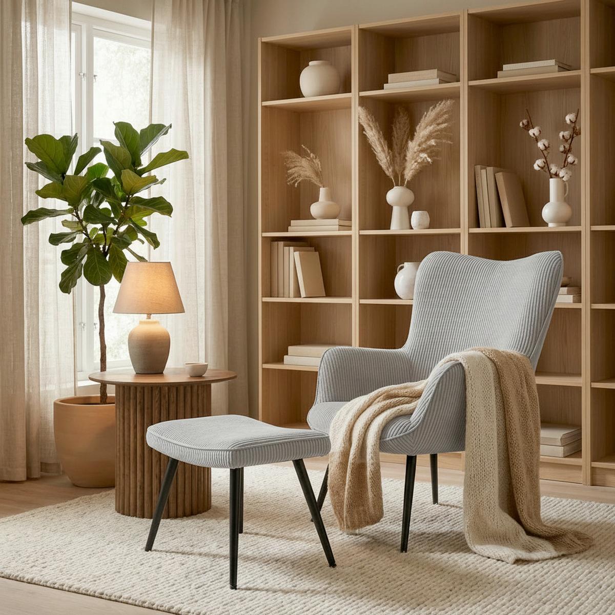 SCAUN DE RELAXARE AURORA - gri, Modern, lemn/metal (68/98/74cm) - Bessagi Home