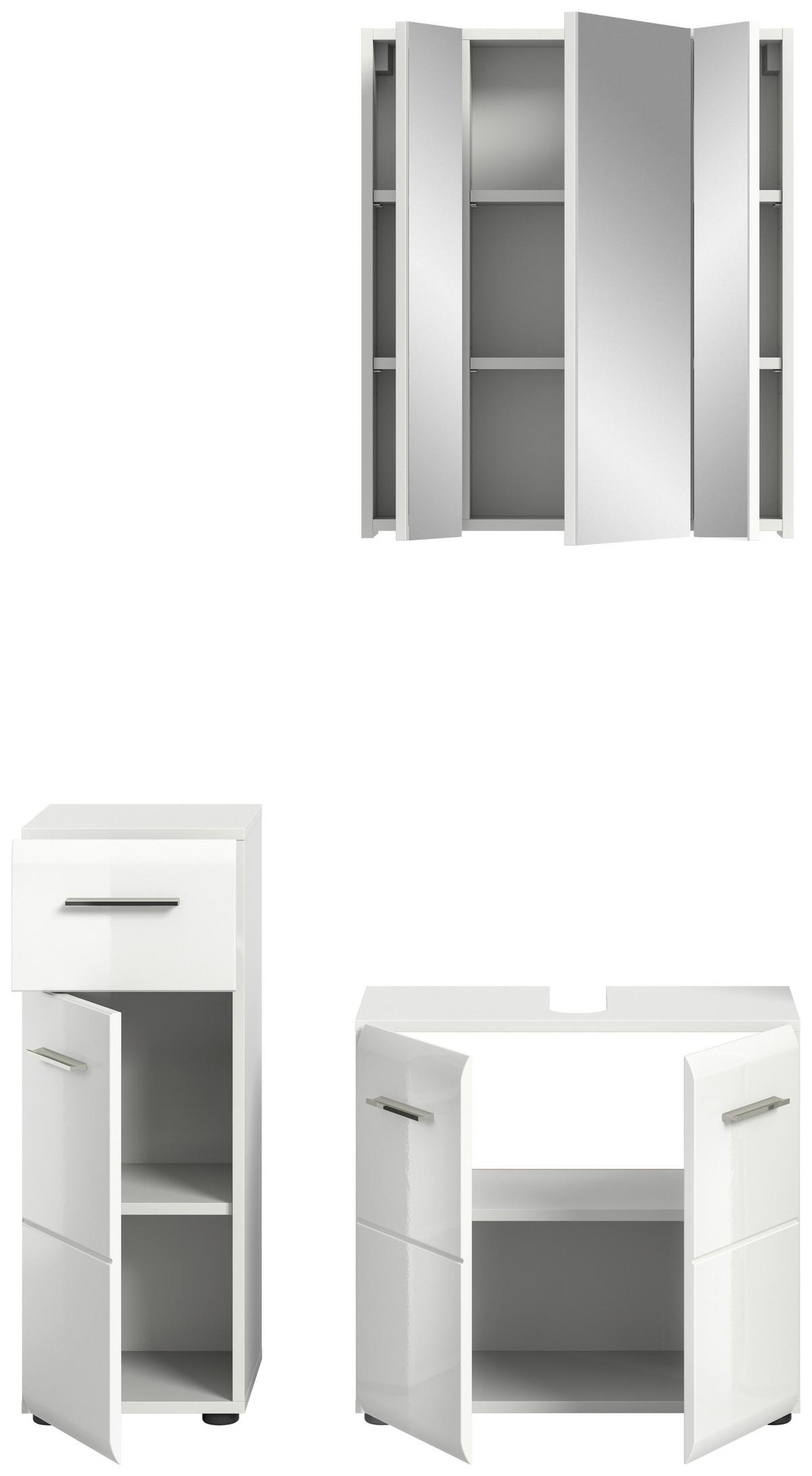Kopalnica Ice, Bela - srebrne barve/črna, Moderno, umetna masa/steklo (90cm) - MID.YOU