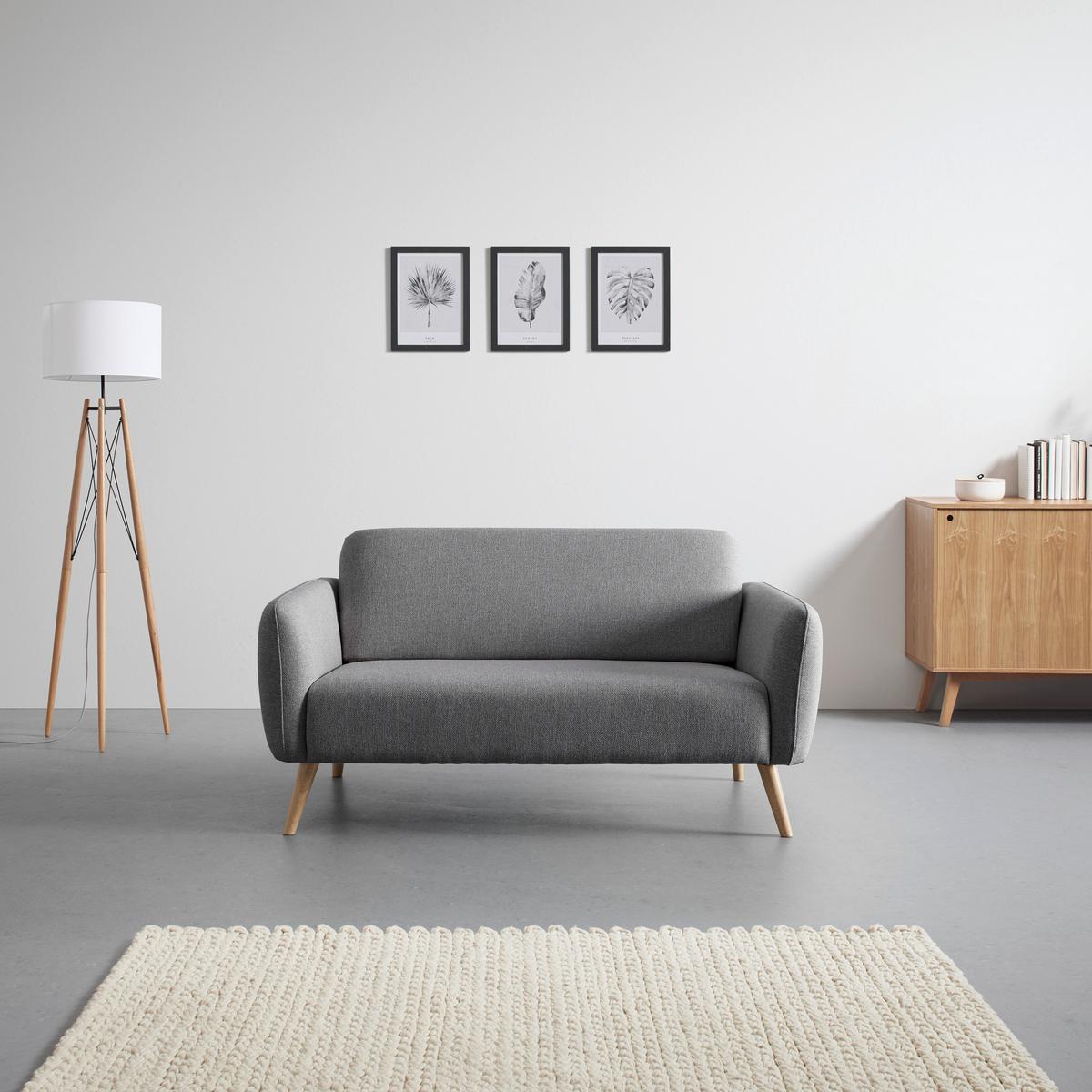 Canapea cu 2 locuri PIA - gri închis, Modern, textil (146/76/75cm) - Bessagi Home