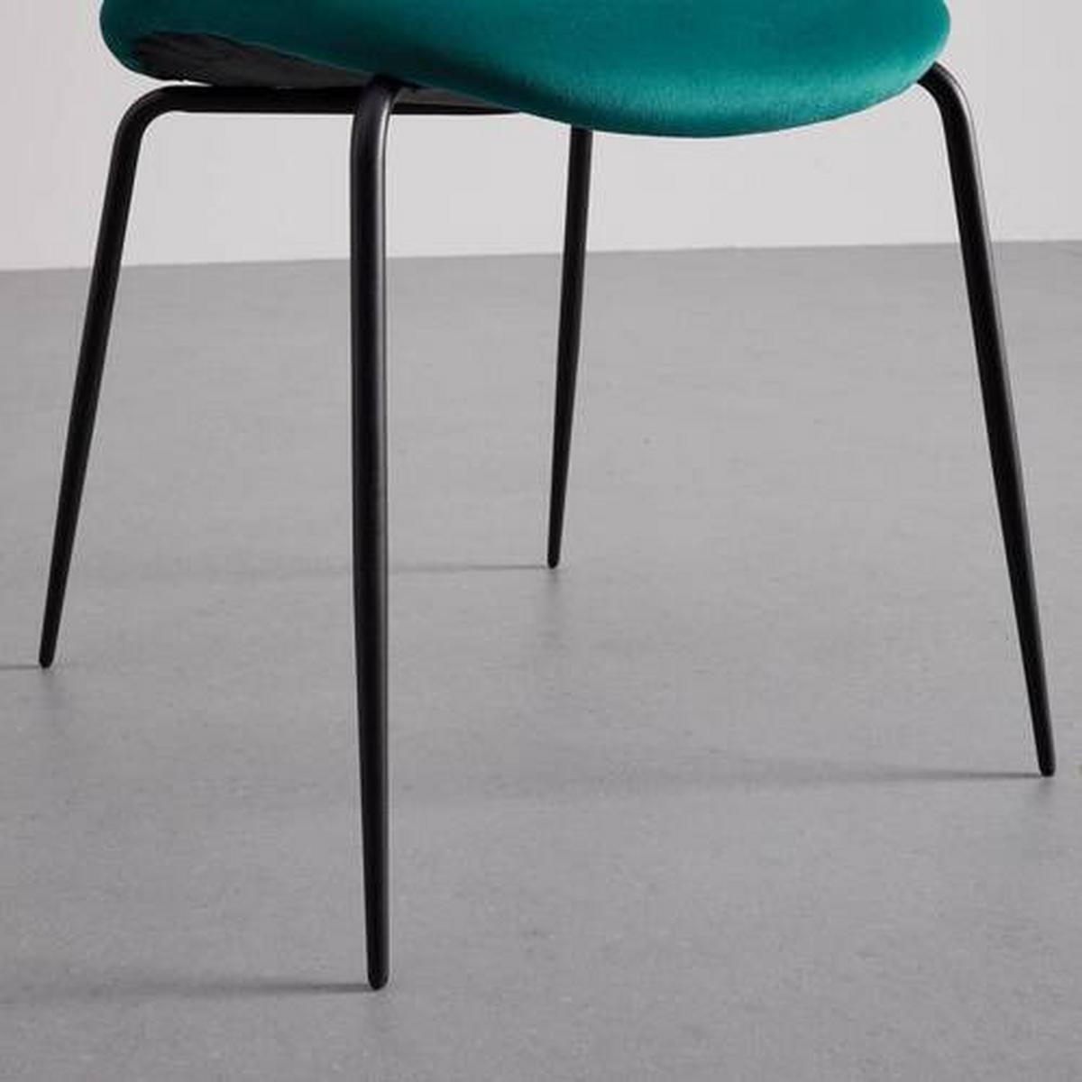 Stuhl Alicia Petrol Samt Gepolstert - Petrol/Schwarz, MODERN, Holz/Textil (53/82,5/53cm) - Bessagi Home