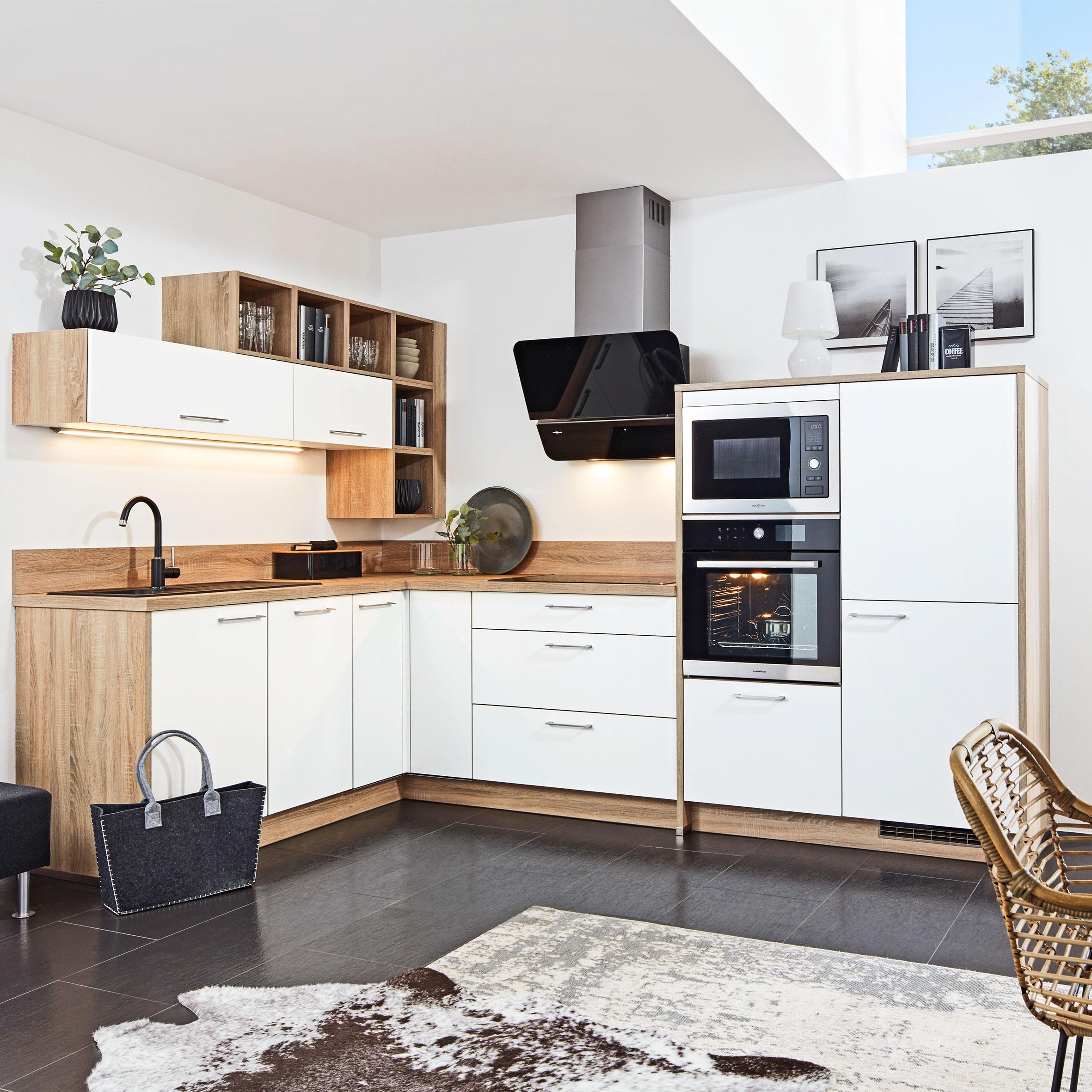 Eckküche Win - Weiß, MODERN, Holzwerkstoff (185/305cm) - Express-Kuechen