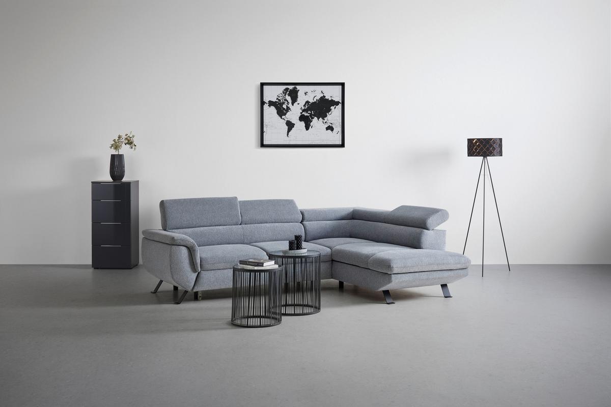 Sedežna Garnitura Raven - siva/črna, Moderno, kovina/tekstil (257/198cm) - Mömax