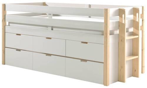 Ausziehbett "Margrit", 90x200 cm, weiß/natur - Weiß/Kieferfarben, MODERN, Holz/Holzwerkstoff (90/200cm) - MID.YOU