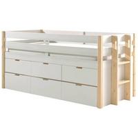 Ausziehbett Holz Margrit ca. 90x200 cm Weiß - Weiß/Kieferfarben, MODERN, Holz/Holzwerkstoff (90/200cm) - MID.YOU