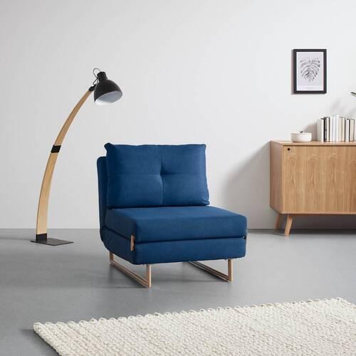 Kanapéágy Malic - Kék, modern, Fém/Textil (80/84/90cm) - Bessagi Home