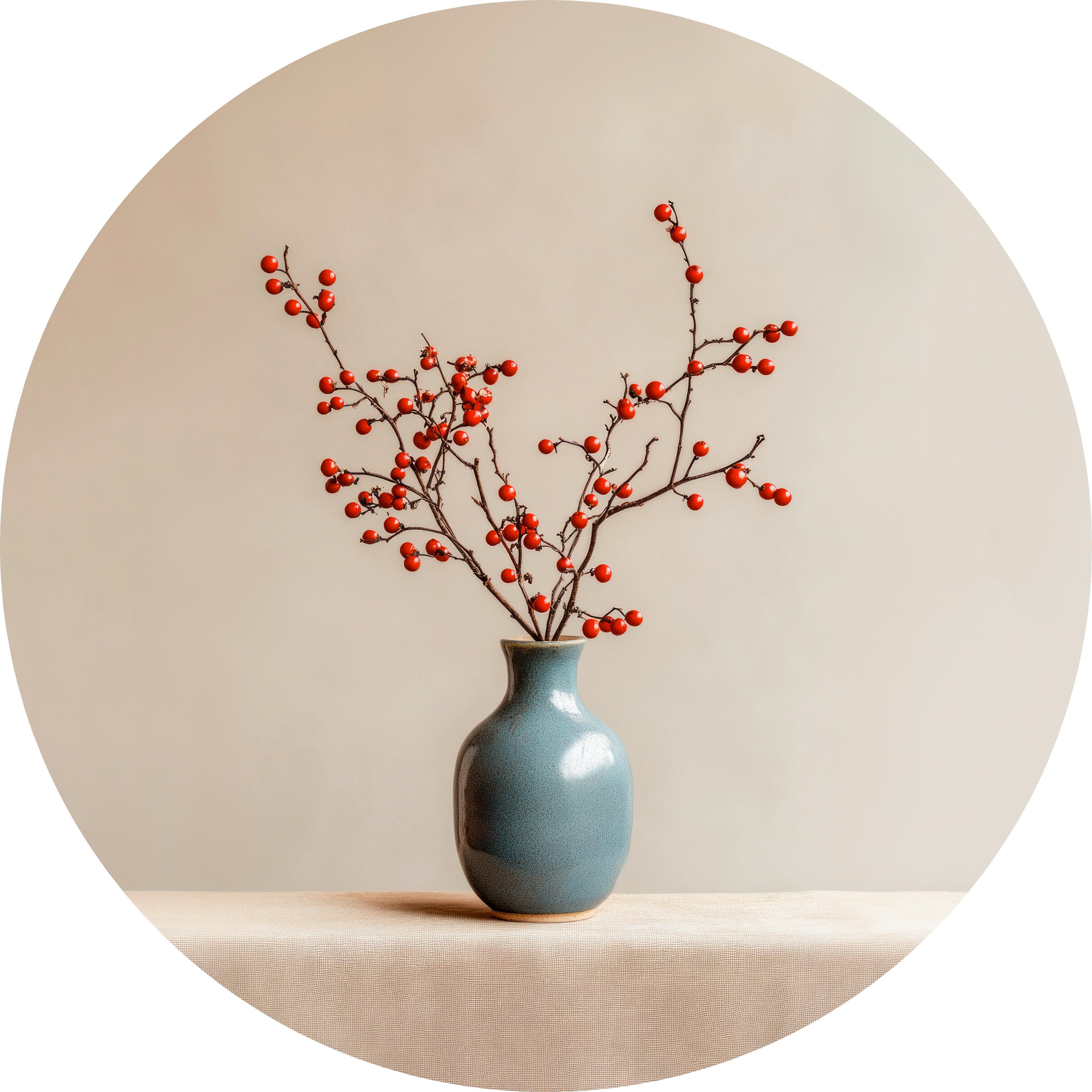 METALLBILD RED BERRY BRANCHES - Beige, Basics, Metall (40/0,3cm)