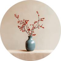 METALLBILD RED BERRY BRANCHES - Beige, Basics, Metall (40/0,3cm)