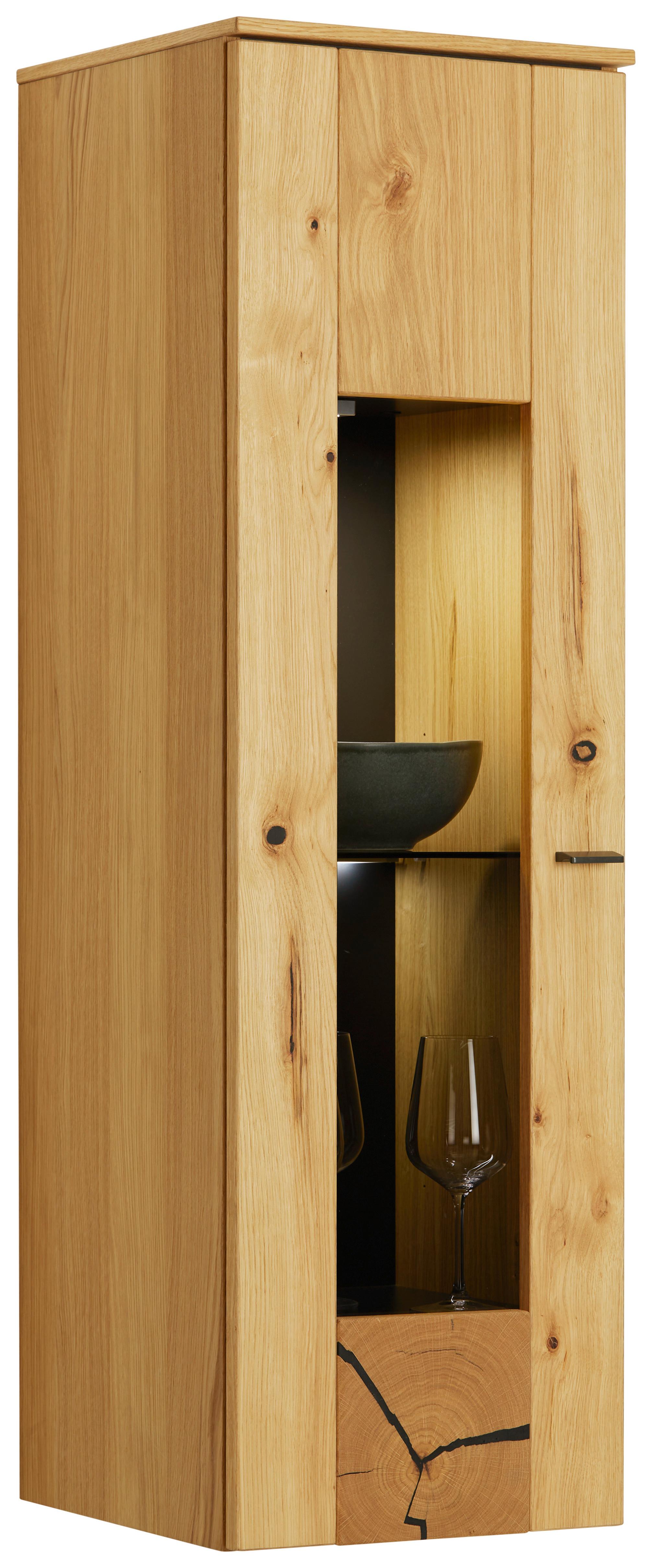 Hängevitrine Stockholm in Wildeiche - Eichefarben/Schwarz, MODERN, Glas/Holzwerkstoff (37/119/38cm) - Premium Living