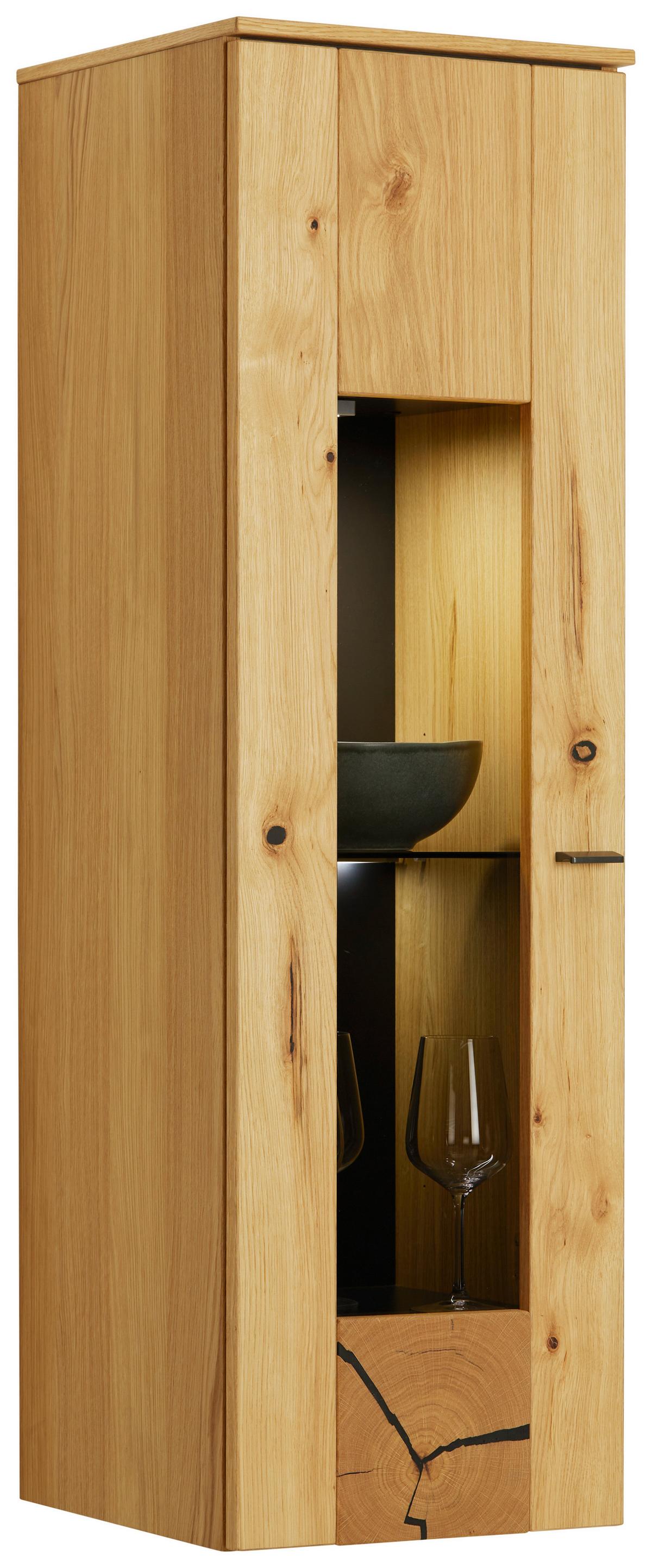 Hängevitrine Stockholm in Wildeiche - Eichefarben/Schwarz, MODERN, Glas/Holzwerkstoff (37/119/38cm) - Premium Living