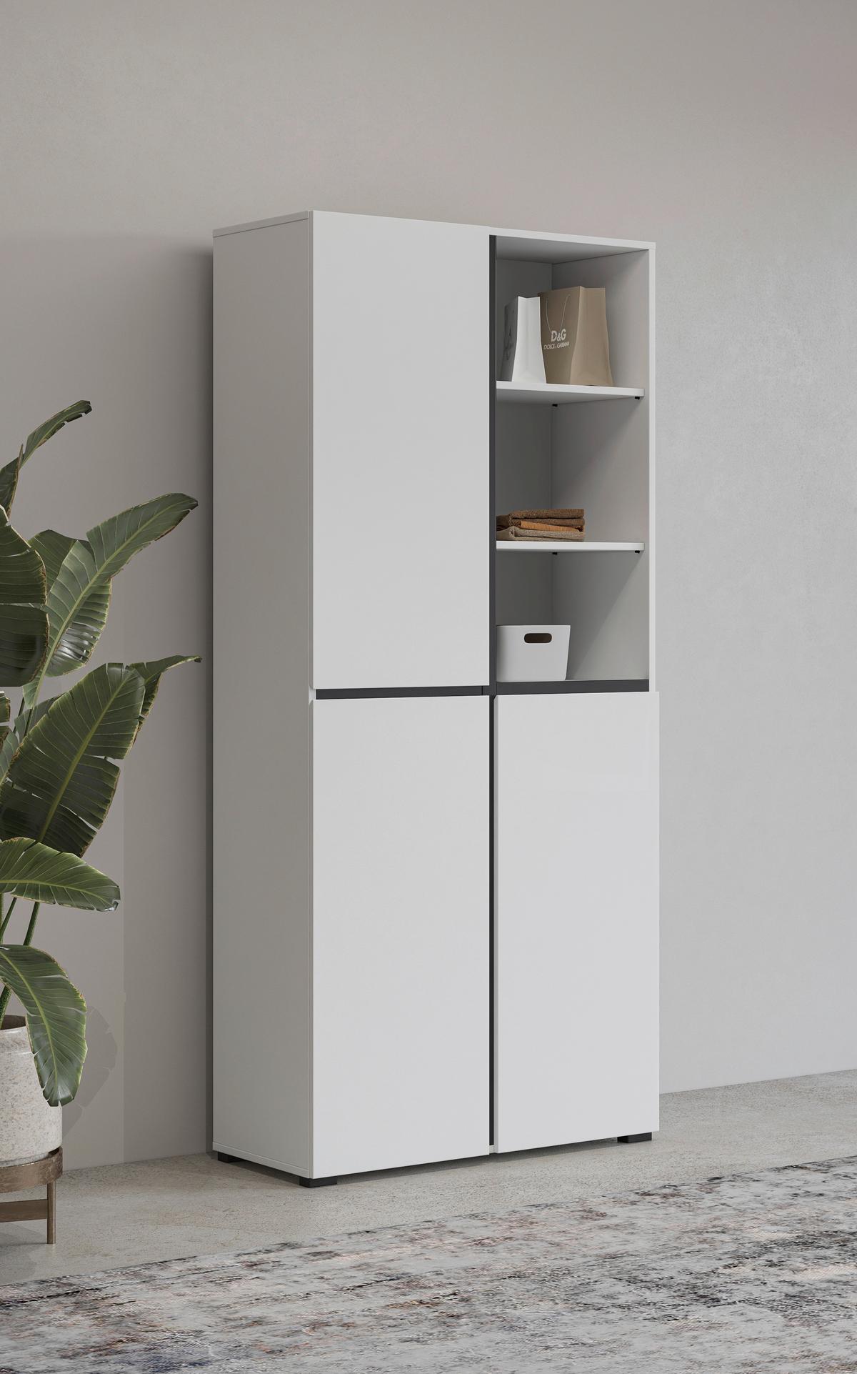 Előszobaszekrény Cross - fekete/fehér, Modern, faalapú anyag (79/183/40cm)