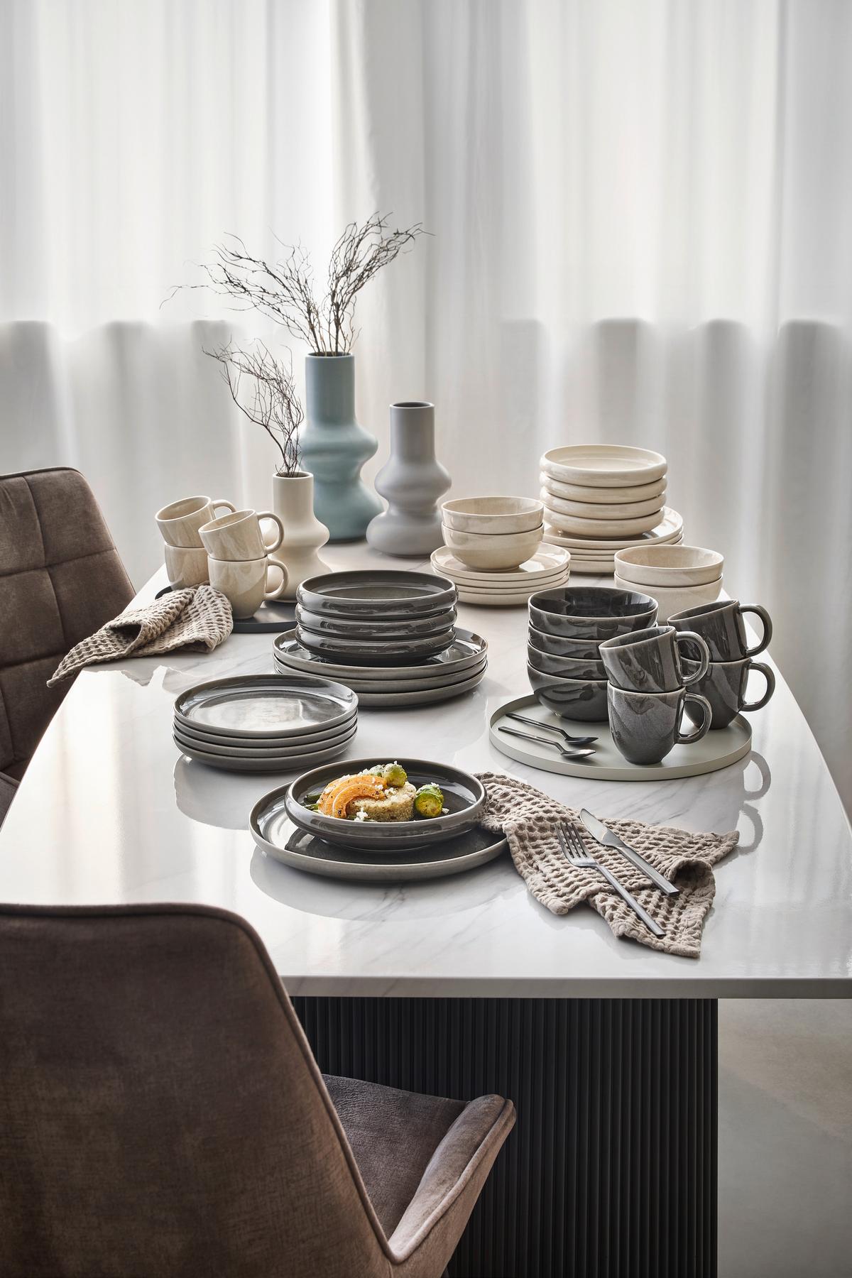 SERWIS OBIADOWO-ŚNIADANIOWY CANJU BLOMUS - szary, Lifestyle, ceramika - Blomus