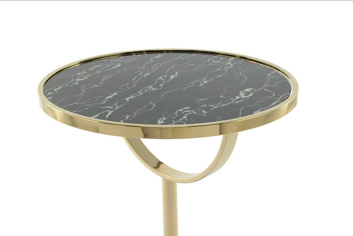 Beistelltisch Beistelltisch Oscar 100schwarz - Goldfarben/Schwarz, Design, Glas/Stein (46/54/46cm) - Kayoom