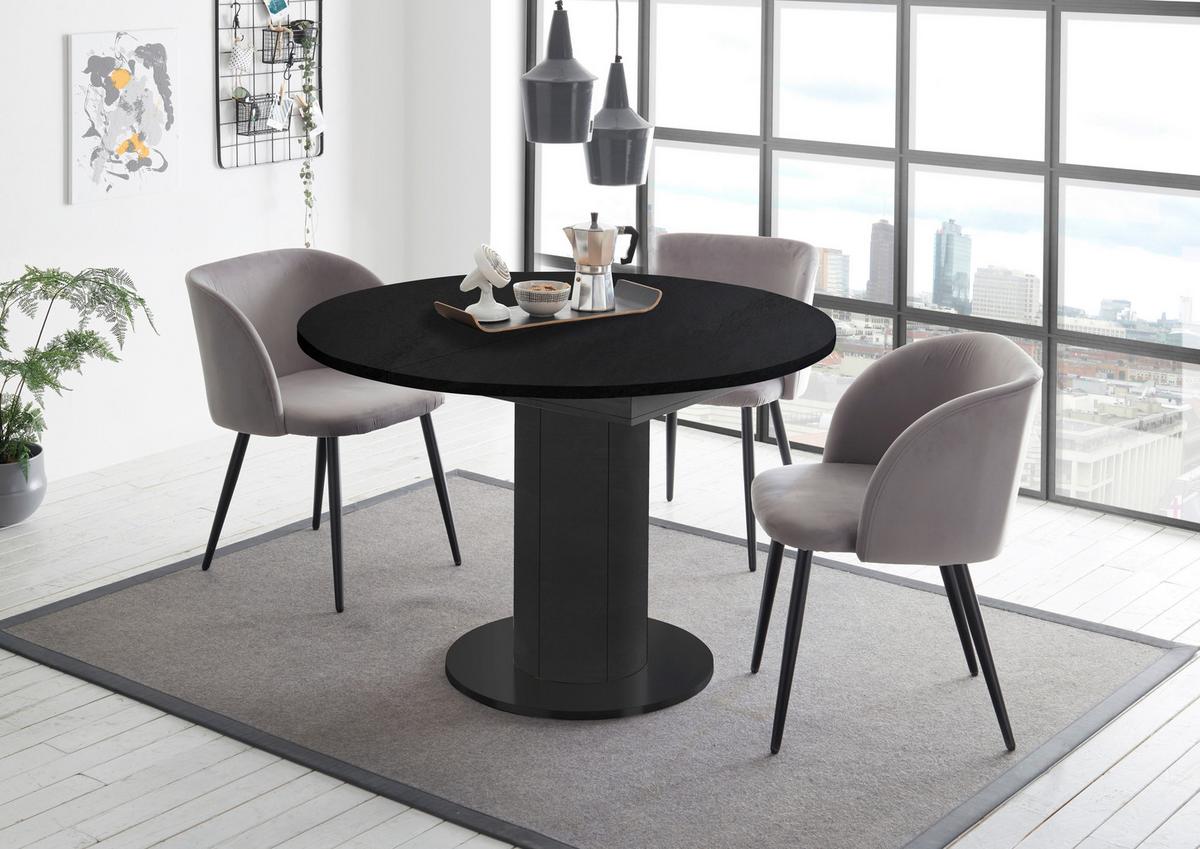 Ausziehtisch in Schwarz - Schwarz, MODERN, Holzwerkstoff (110-150/110/78cm) - ecoTree