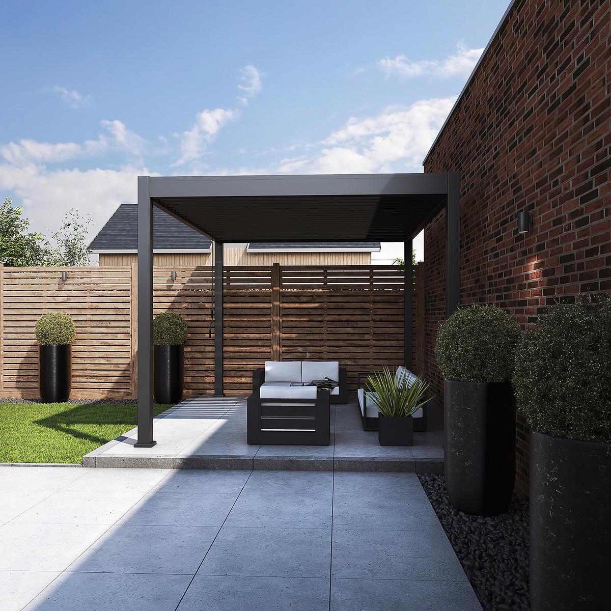Pergola Trumpf, Antracit, 3x3,6m - barve grafita, Basics, kovina (300/255/360cm) - Gardenson