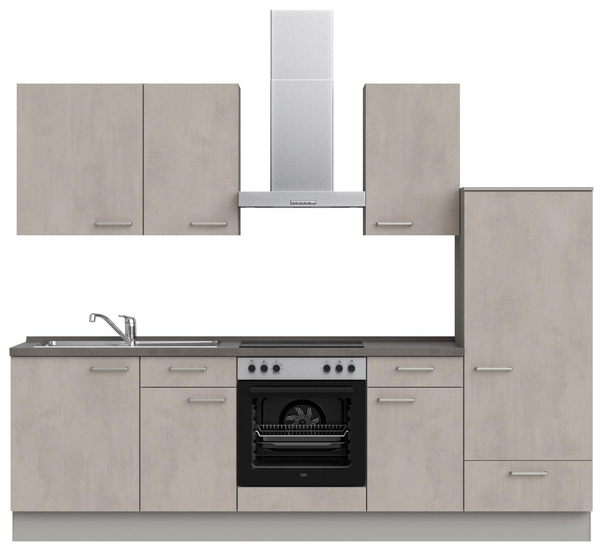 Küchenblock Riva Low m. Geräten Grau - Schieferfarben/Edelstahlfarben, MODERN, Holzwerkstoff/Metall (270cm) - Nobilia