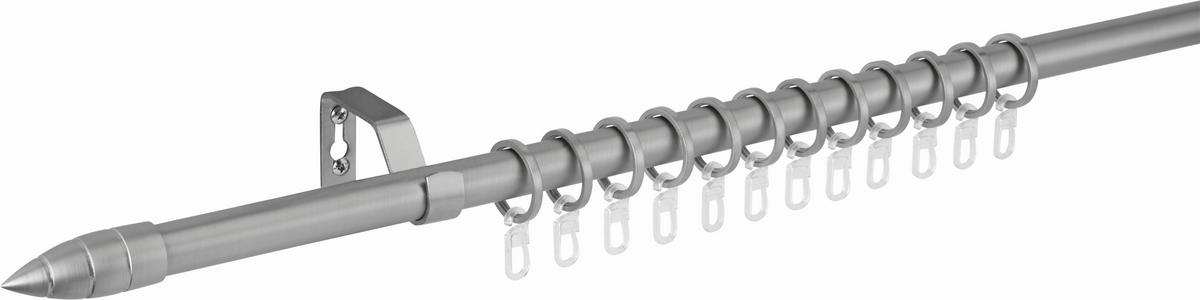 Vorhangstangenset Cardo aus Metall, ca. 120cm - Edelstahlfarben, Metall (120cm) - Premium Living