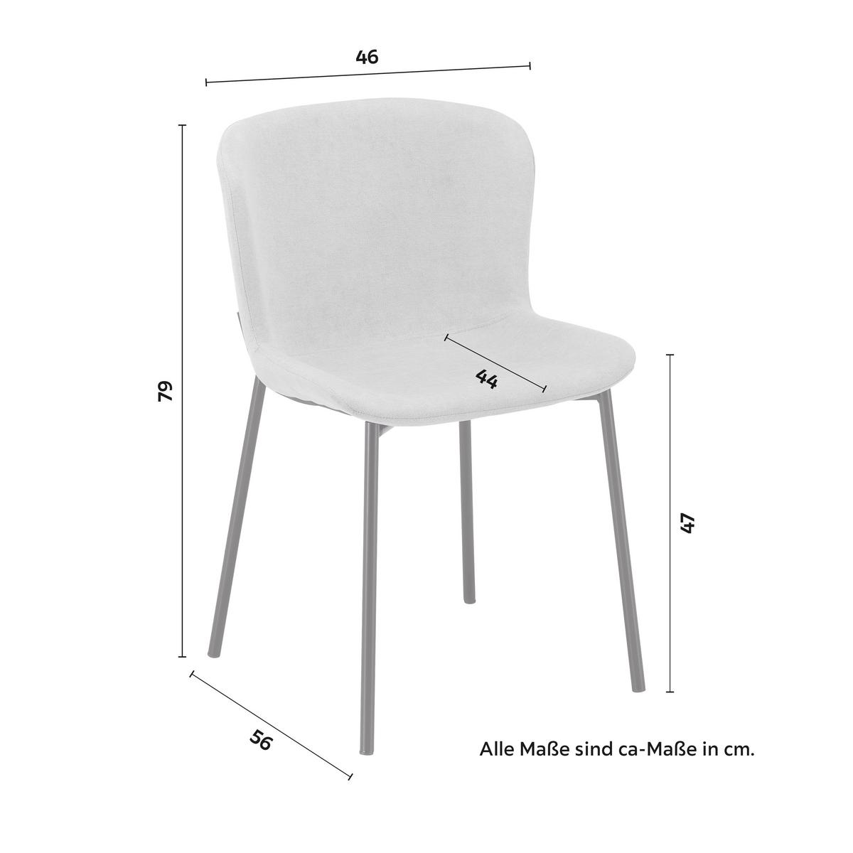 Stuhl Noemie Hellgrau Webstoff Gepolstert - Hellgrau/Schwarz, MODERN, Holz/Textil (46/79/56cm) - Bessagi Home