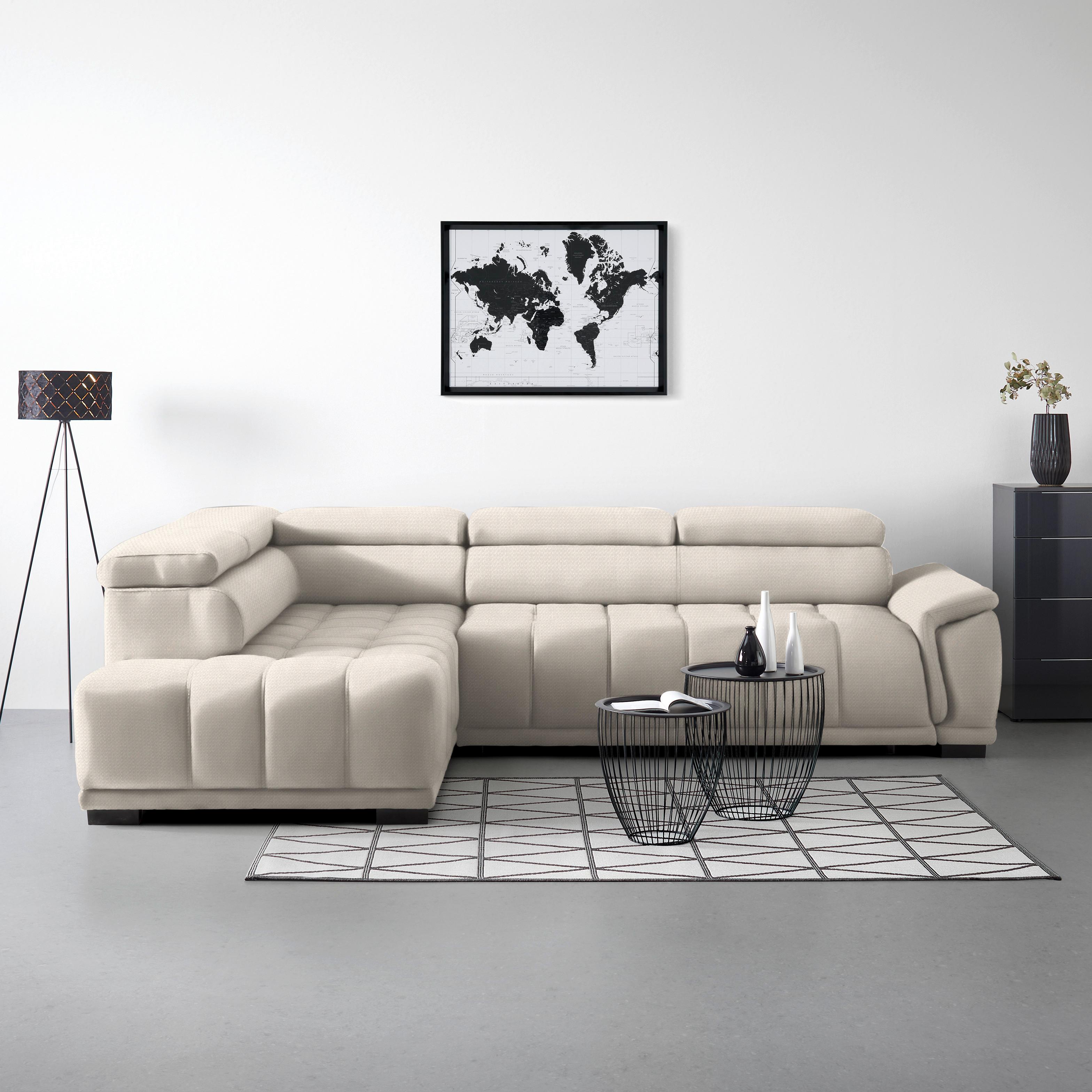 Ecksofa Gremoi Links Perlmutt - Perlmutt/Schwarz, MODERN, Kunststoff/Textil (206/283cm) - Premium Living