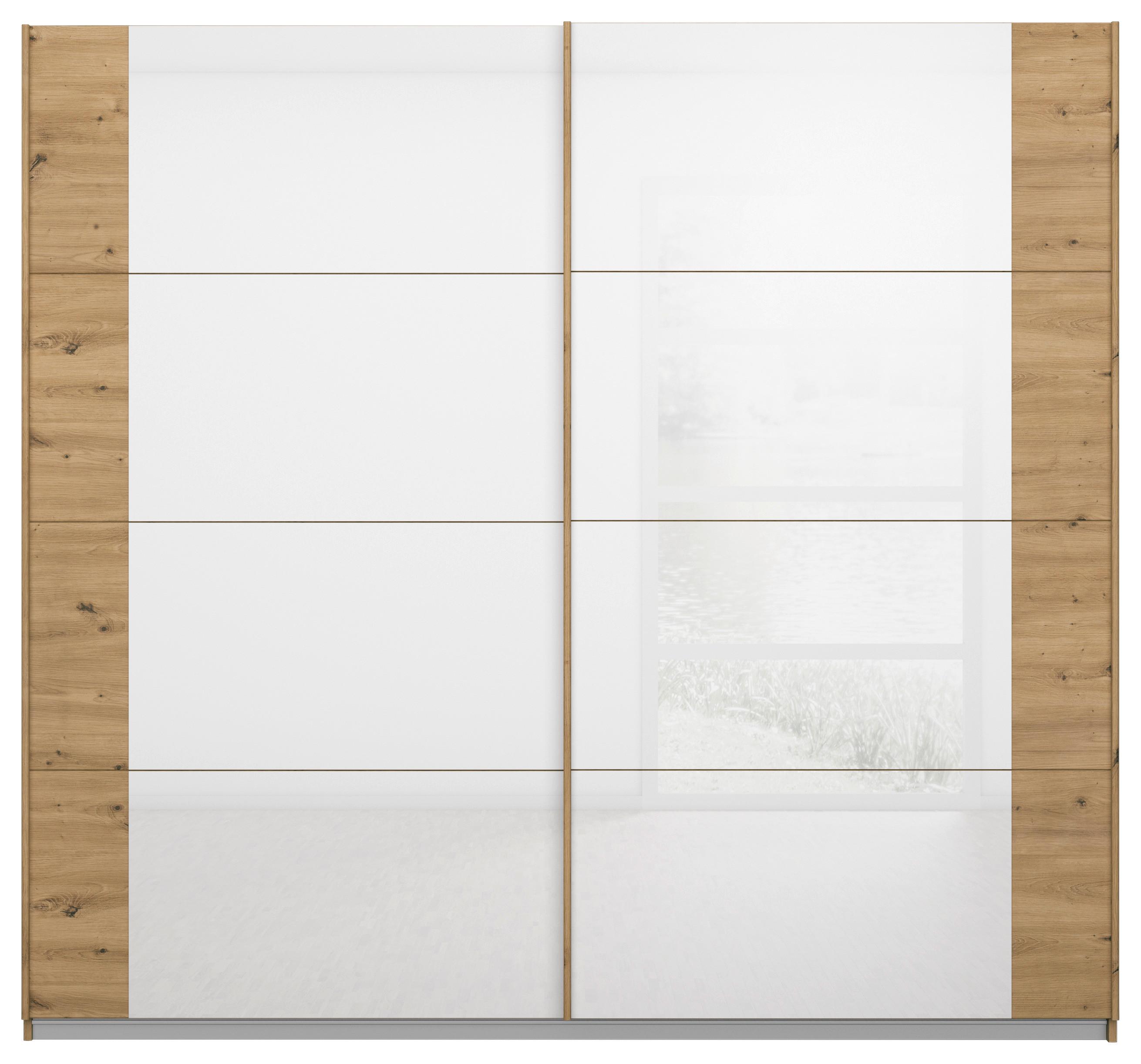 Ormar S Kliznim Vratima Artemis - bijela/hrast Artisan, Moderno, staklo/drvni materijal (226/210/62cm) - Modern Living
