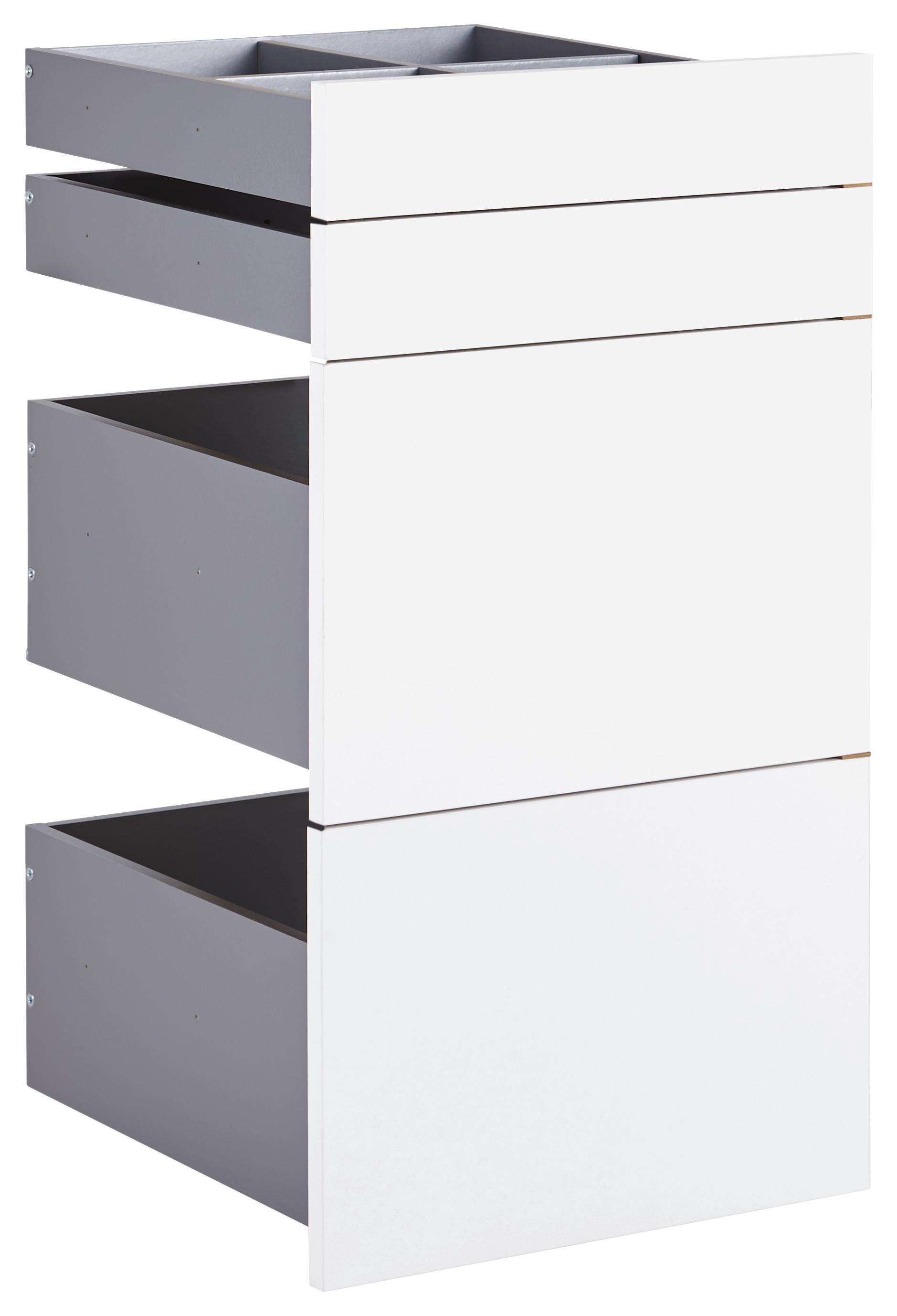 Schubladenset Unit in Weiß - Weiß, MODERN, Holzwerkstoff (45,3/83/47cm) - Based