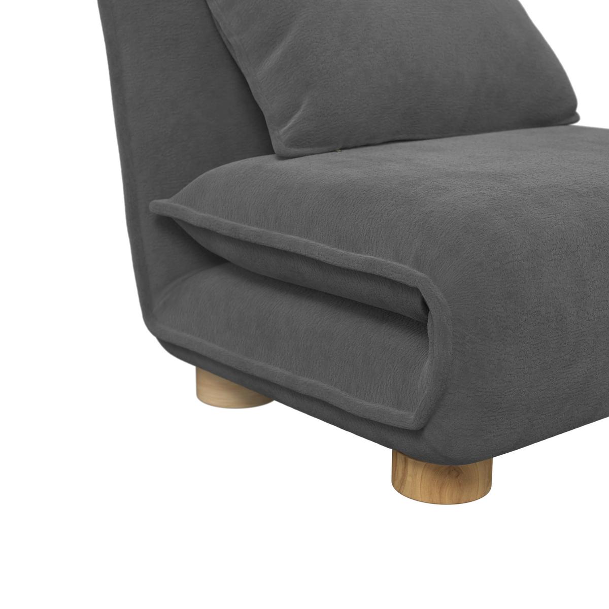 Schlafsessel Bella Bouclé Dunkelgrau - Dunkelgrau/Naturfarben, MODERN, Holz/Textil (83/41/63cm) - Bessagi Home