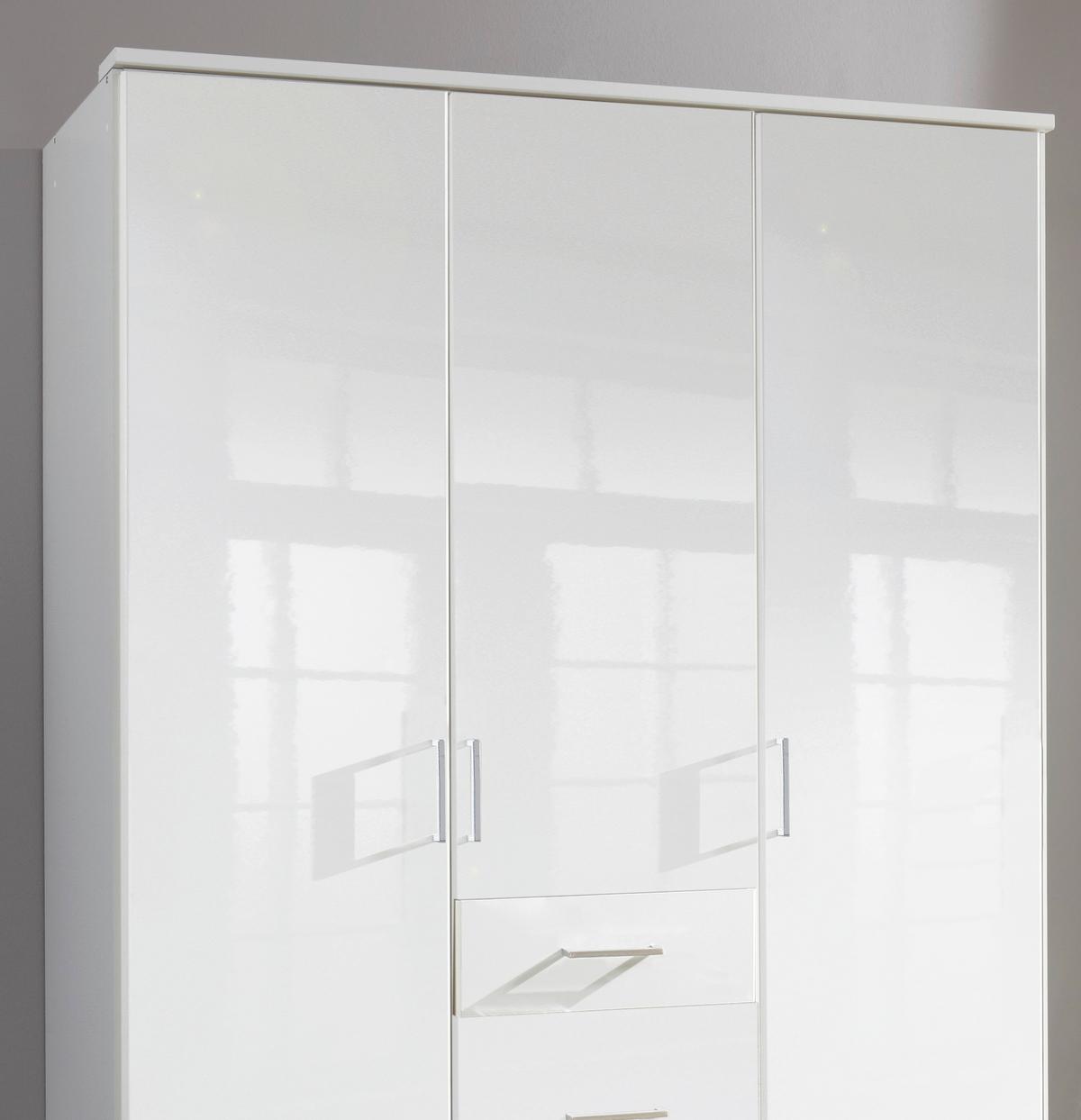 Ormar S Klasičnim Vratima Clack - bijela/bijela visoki sjaj, Basics, drvni materijal (135/199/58cm) - Modern Living