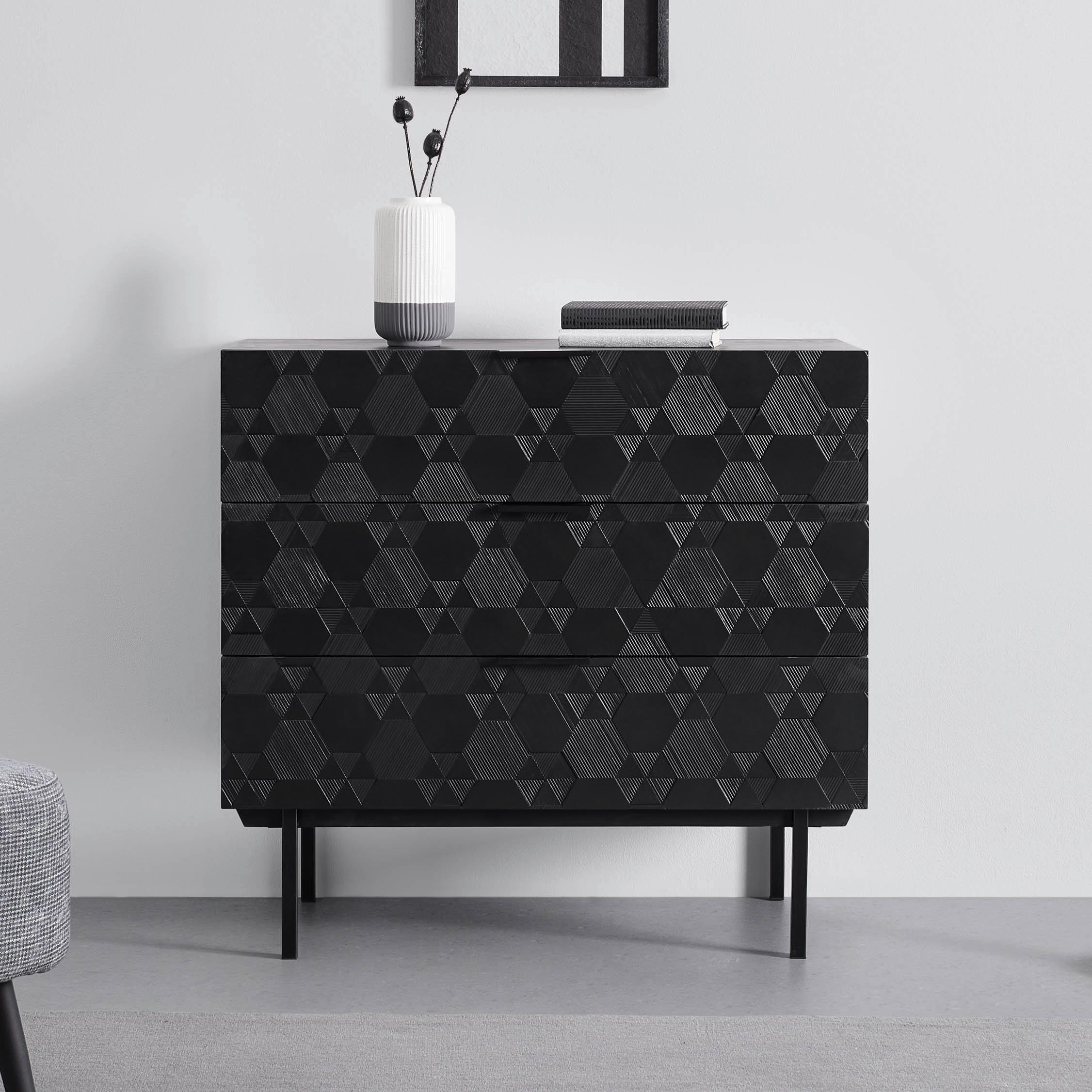 Sideboard "Roma" schwarz - Schwarz, Modern, Holz/Metall (85/80/40cm) - Bessagi Home