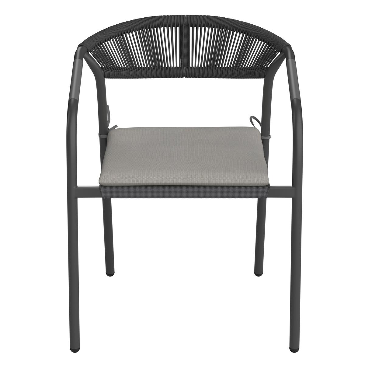 Kerti Karosszék Szett Párnával Benicio 2db/szett - fekete/sötétszürke, Modern, műanyag/textil (56/80/64cm) - Bessagi Garden