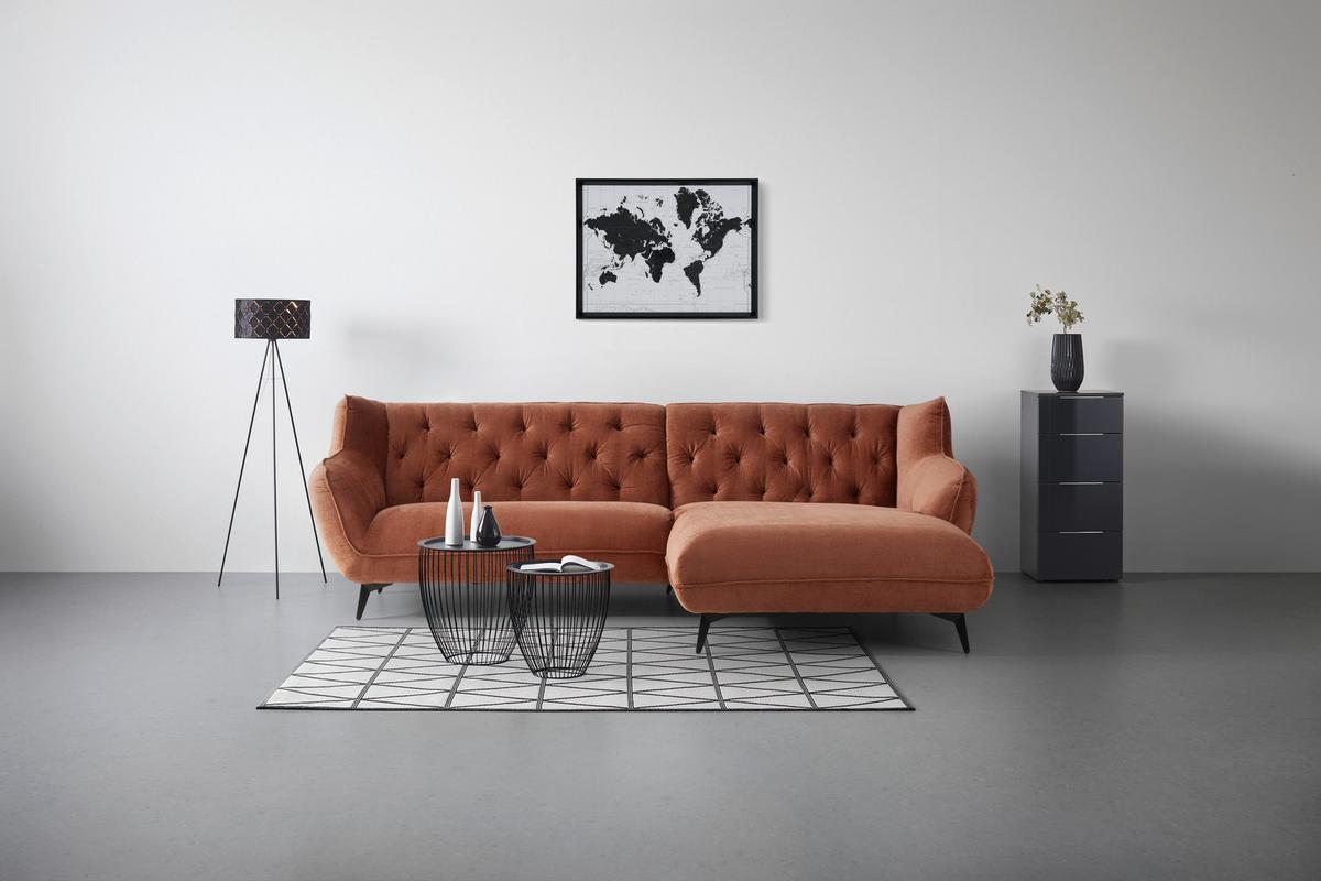 Wohnlandschaft Bogoni Rostfarben - Rostfarben/Schwarz, MODERN, Textil/Metall (278/84/168cm) - Mömax