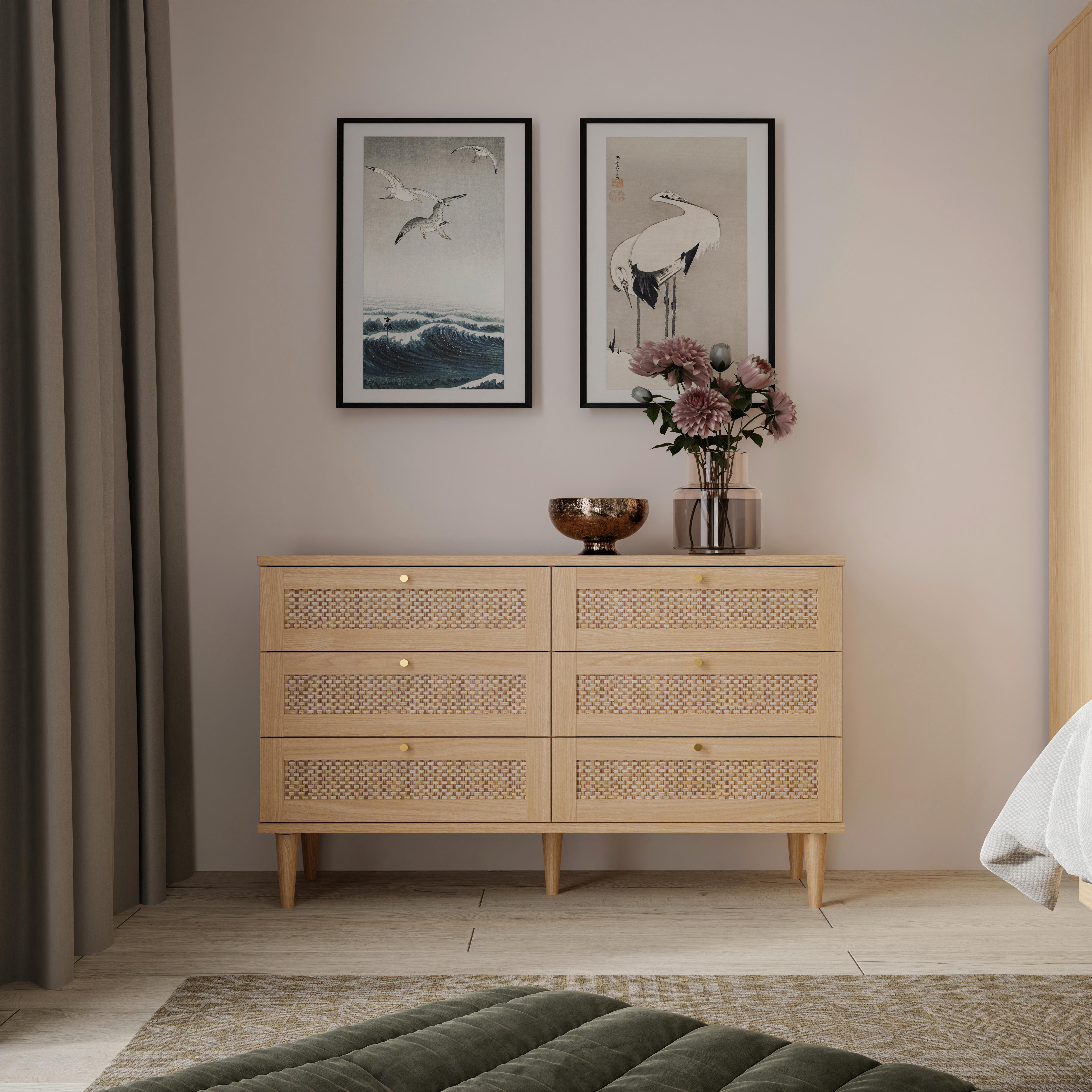 Comodă CALASETTA - bej/culoare lemn stejar, Romantik / Landhaus, material pe bază de lemn (120,1/80,1/41,4cm) - Premium Living