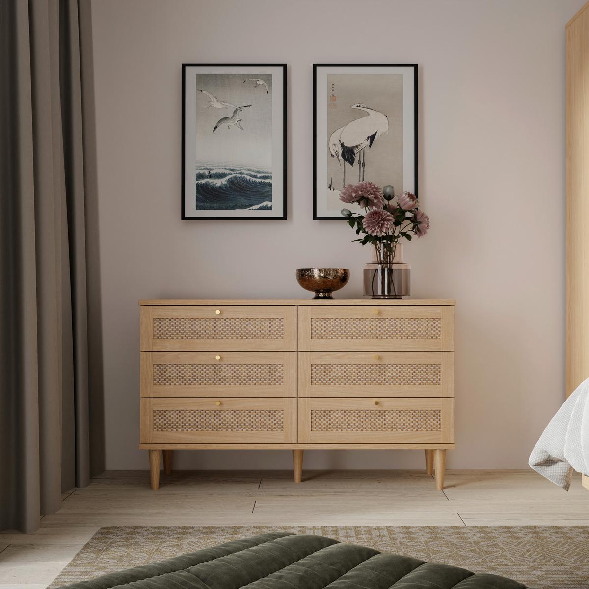 Comodă CALASETTA - bej/culoare lemn stejar, Romantik / Landhaus, material pe bază de lemn (120,1/80,1/41,4cm) - Premium Living