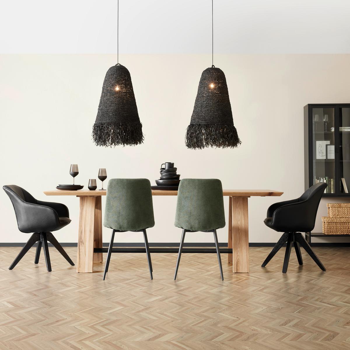 Senčnik Za Svetilko Borgholm - črna, Trendi, kovina/naravni materiali (45/57cm) - Premium Living