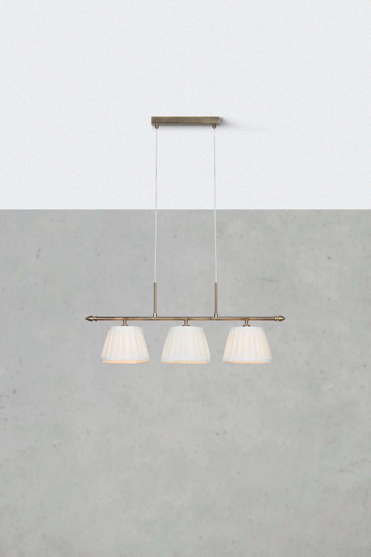 Pendelleuchte Oxford Pendant max. 40 Watt - Messingfarben/Weiß, Design, Textil/Metall (82,5/20/33cm) - Markslöjd