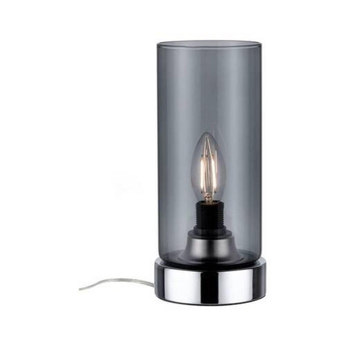 Tischleuchte Pinja in Grau/Chromfarben max. 20 W - Chromfarben/Transparent, Design, Glas/Metall (11/24,4cm) - Paulmann