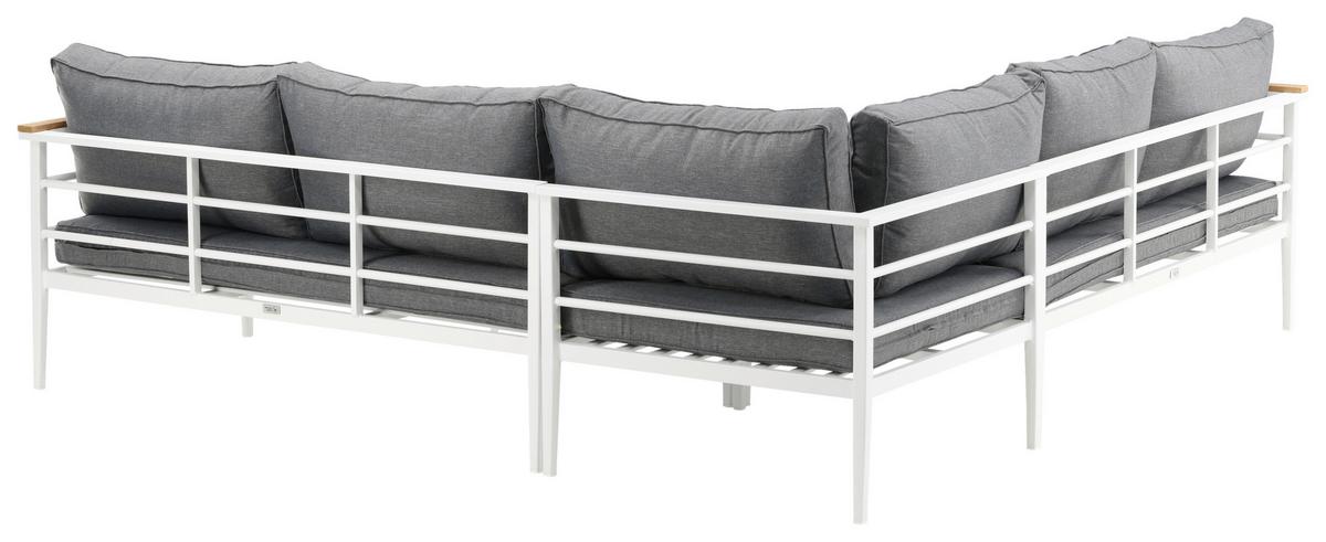 Loungegarnitur Mexico ca. 233x233 cm Alu Weiß/Teak - Weiß, KONVENTIONELL, Holz/Metall (233/233cm) - Gardenson
