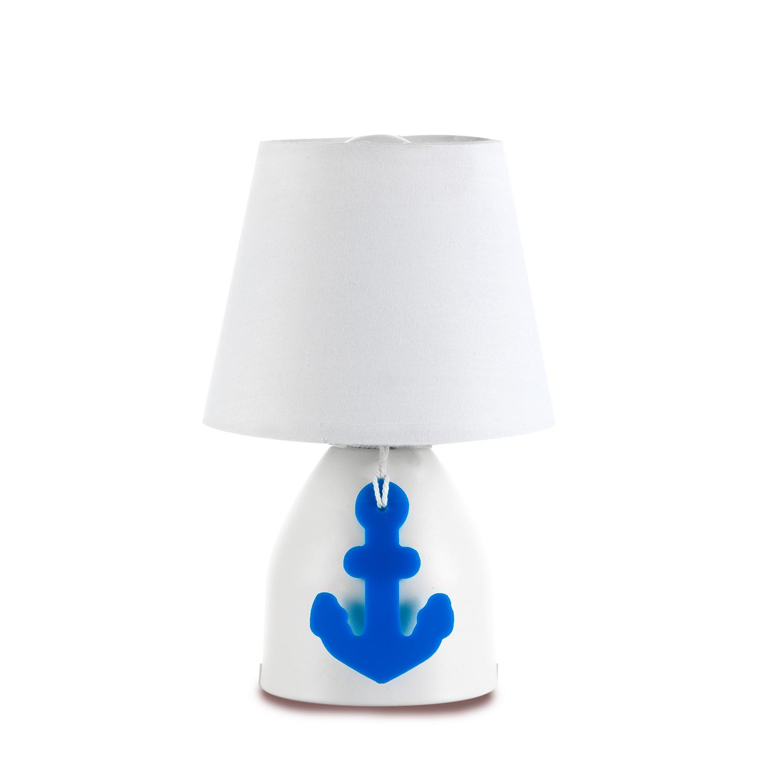 Kindertischleuchte Ancorina Blau/Weiß max. 6 Watt - Blau/Weiß, Design, Textil/Metall (13/19cm)