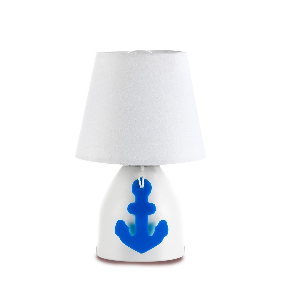 Kindertischleuchte Ancorina Blau/Weiß max. 6 Watt - Blau/Weiß, Design, Textil/Metall (13/19cm)