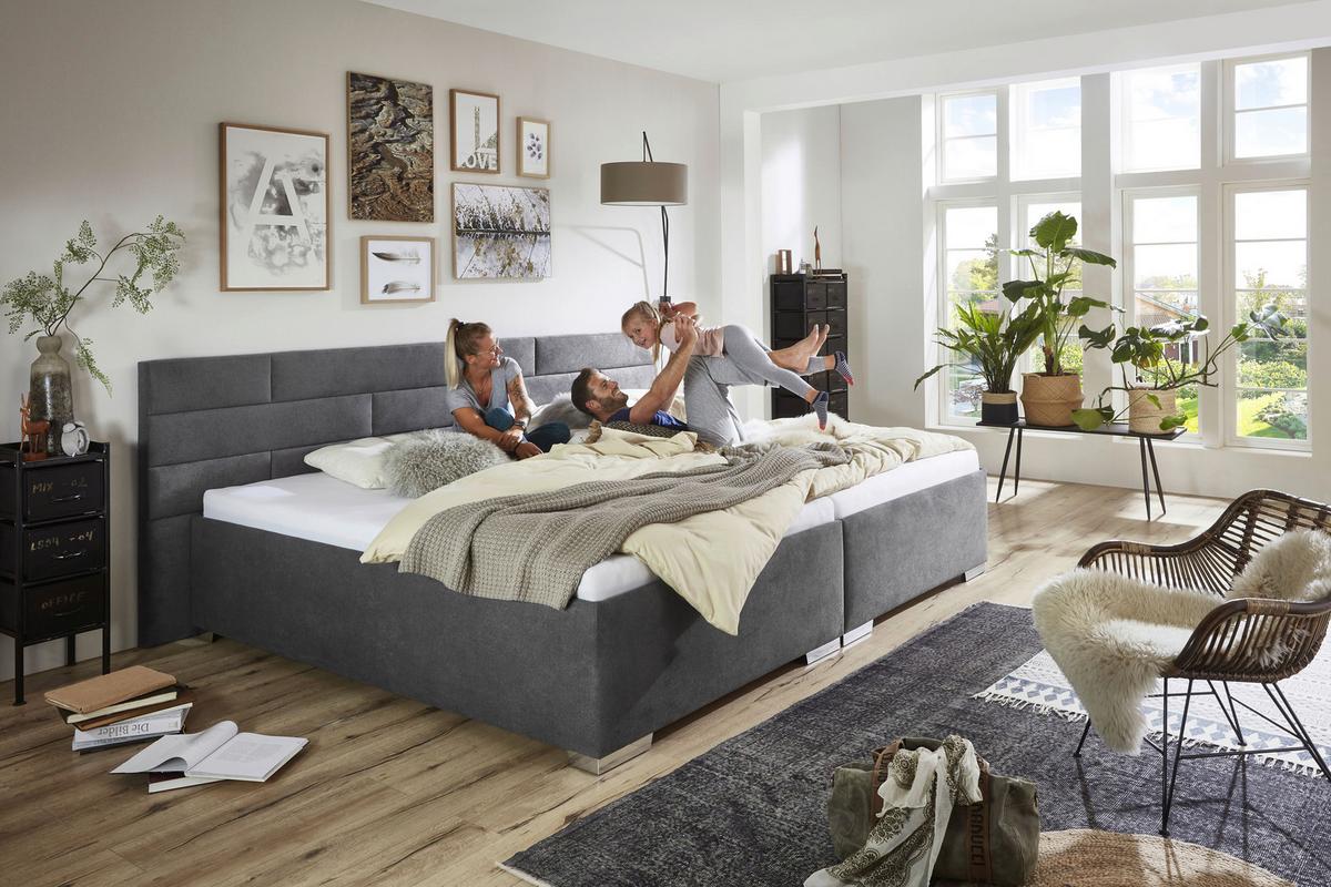 Tapecirani Krevet Bez Madraca My Family - tamno siva, Konvencionalno, drvo (280/220cm)