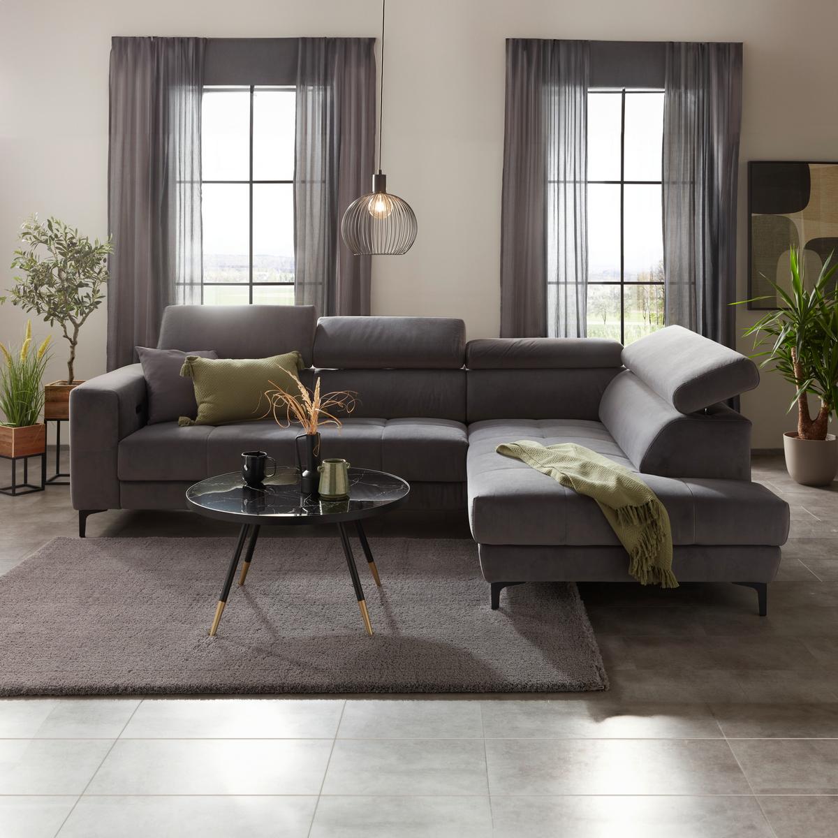 Kutna Garnitura Emma - siva/crna, Moderno, tekstil (301/47/210cm) - Modern Living