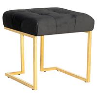 Hocker Parity Schwarz Samt - Goldfarben, Design, Kunststoff/Metall (48/48/48cm) - Kayoom