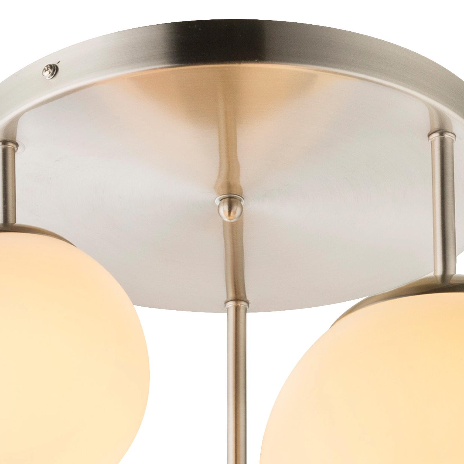 DECKENLEUCHTE JOEL D: 47 CM WEISS - Weiss/Nickelfarben, Basics, Glas/Metall (47/44cm) - Globo