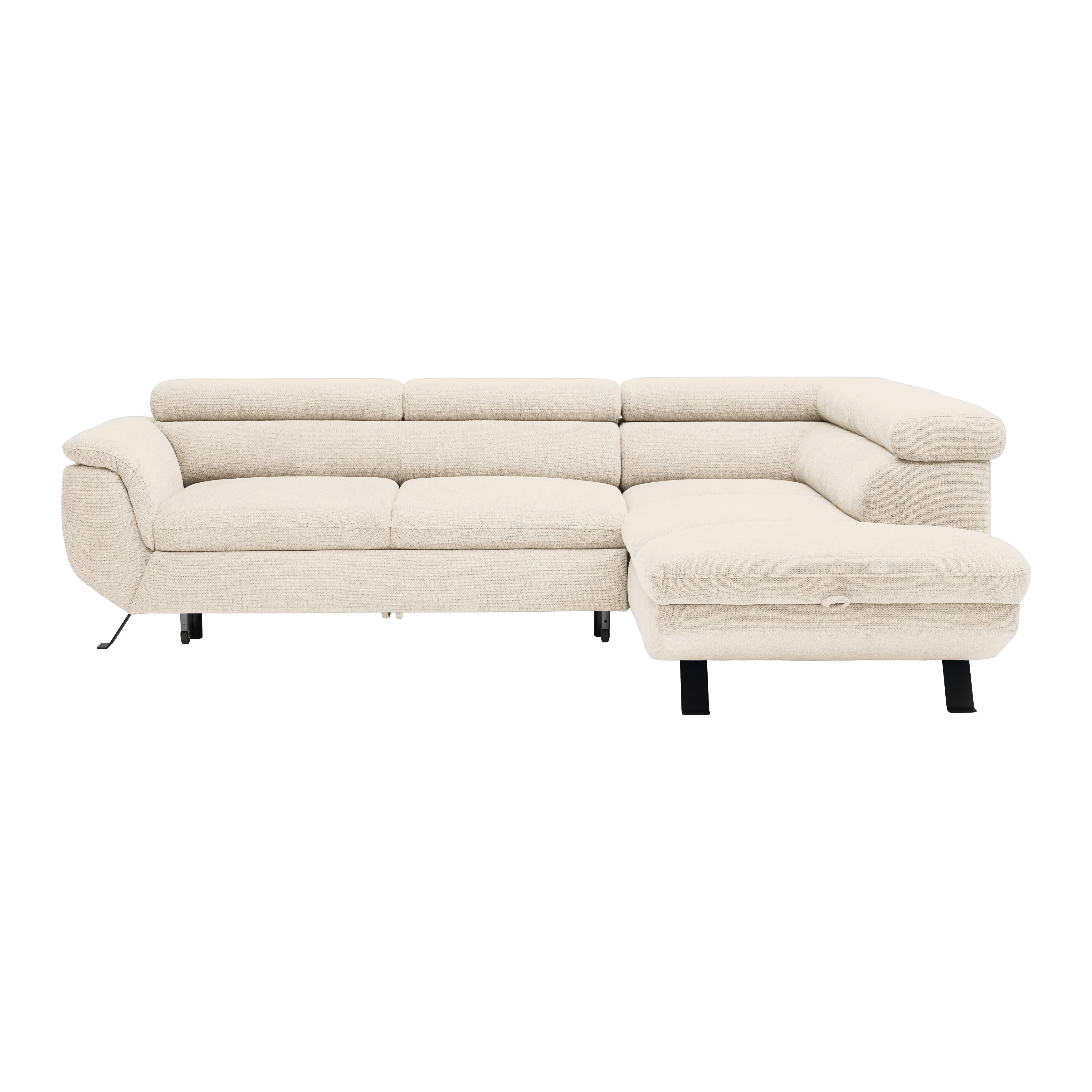 Ecksofa Raven Beige - Beige/Schwarz, MODERN, Textil/Metall (257/198cm) - Mömax