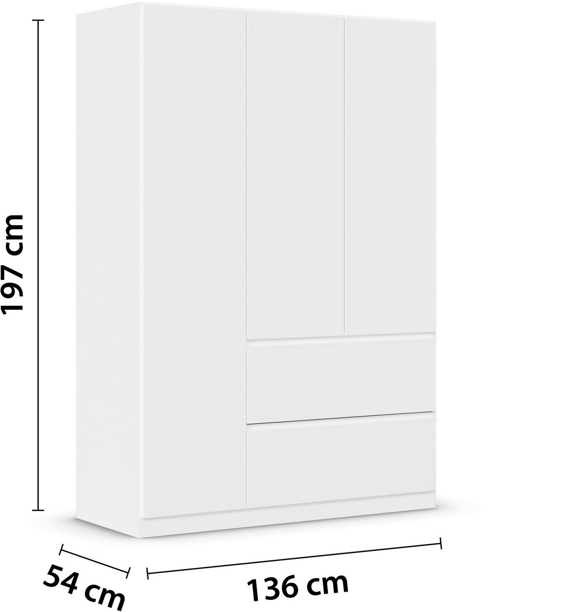 Omara S Klasičnimi Vrati Costa, Bela - bela, Moderno, leseni material (136/197/54cm) - Rauch Möbel