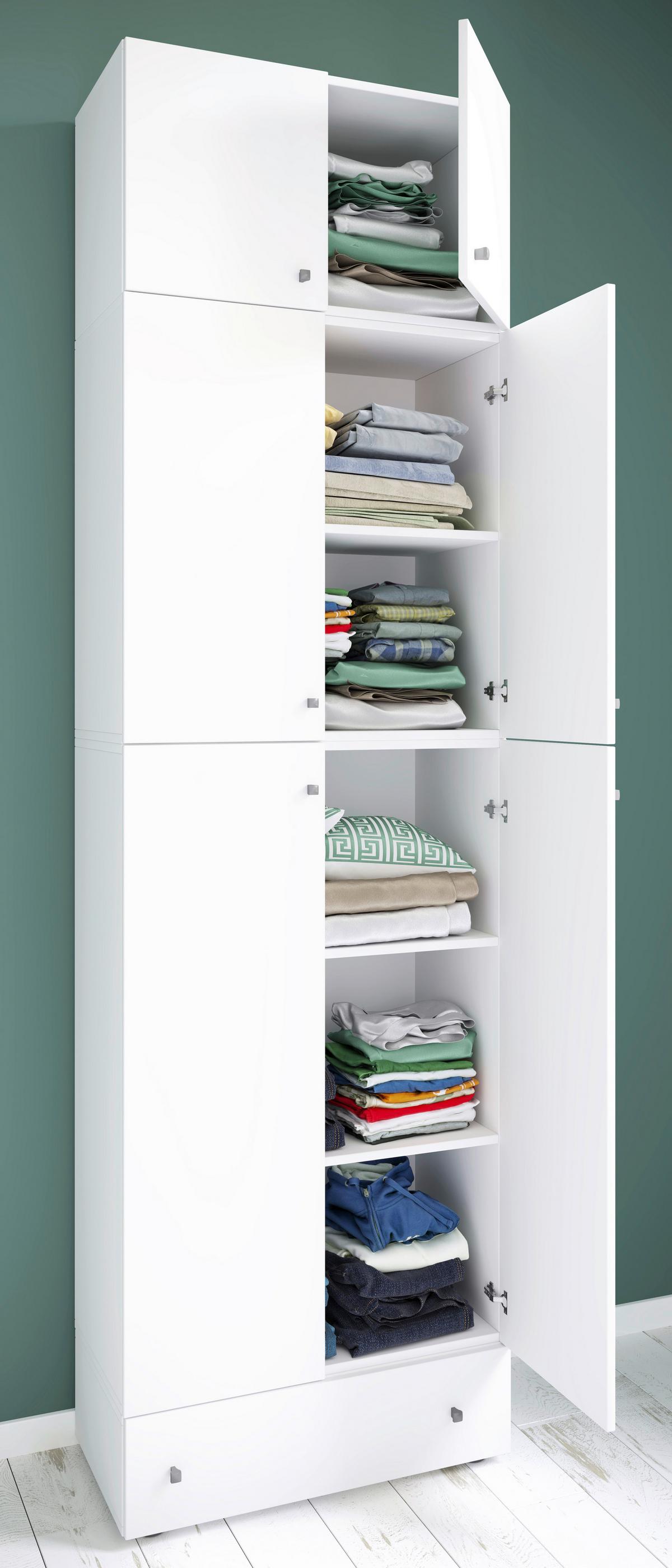 Kleiderschrank Lona XXL Weiß ca. 70x240x39 cm - Weiß/Grau, MODERN, Holzwerkstoff/Kunststoff (70/240/39cm) - MID.YOU