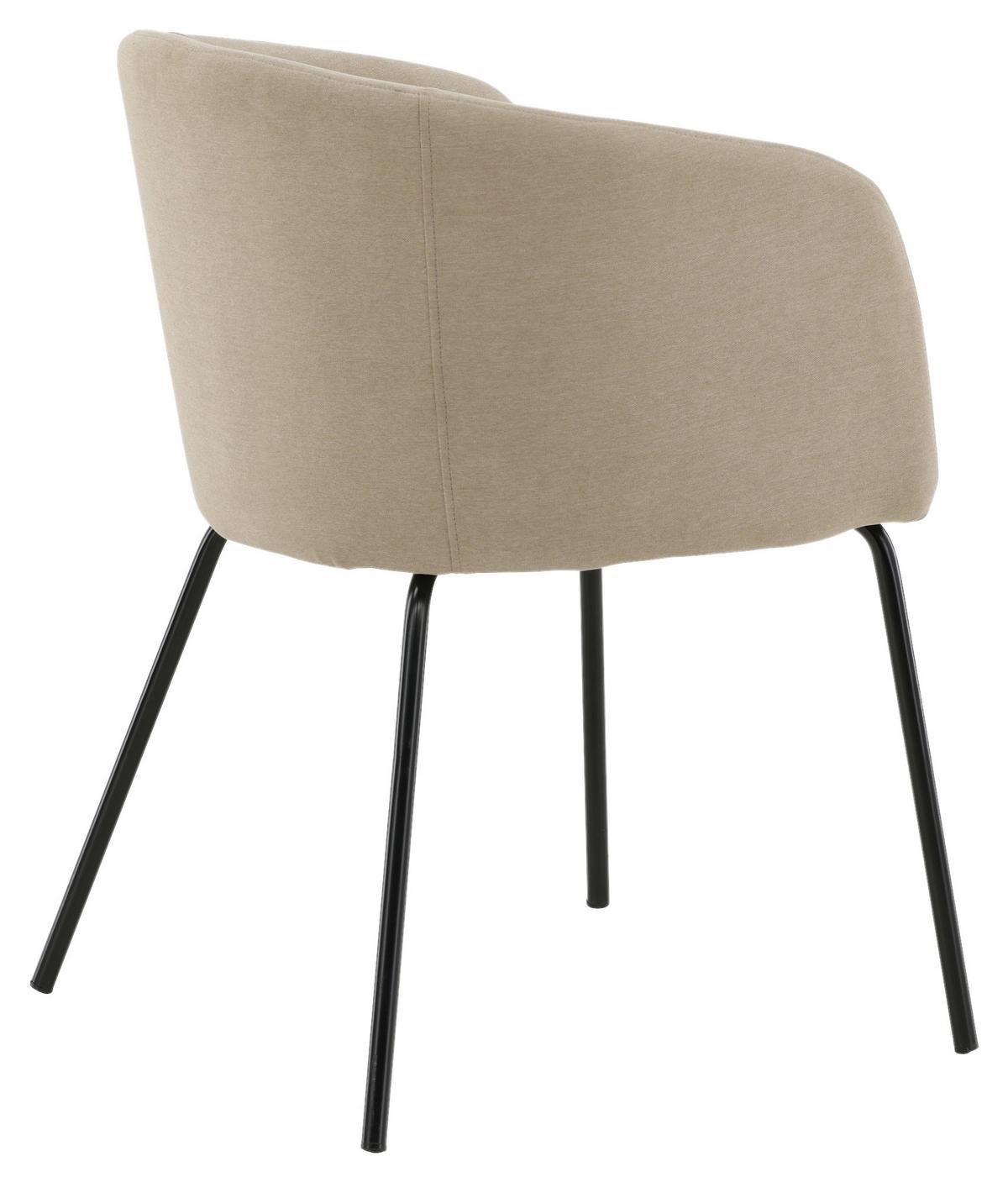 Stuhl Berit ca. 55x78x55 cm Beige - Beige/Schwarz, Design, Holz/Kunststoff (55/78/55cm) - Livetastic