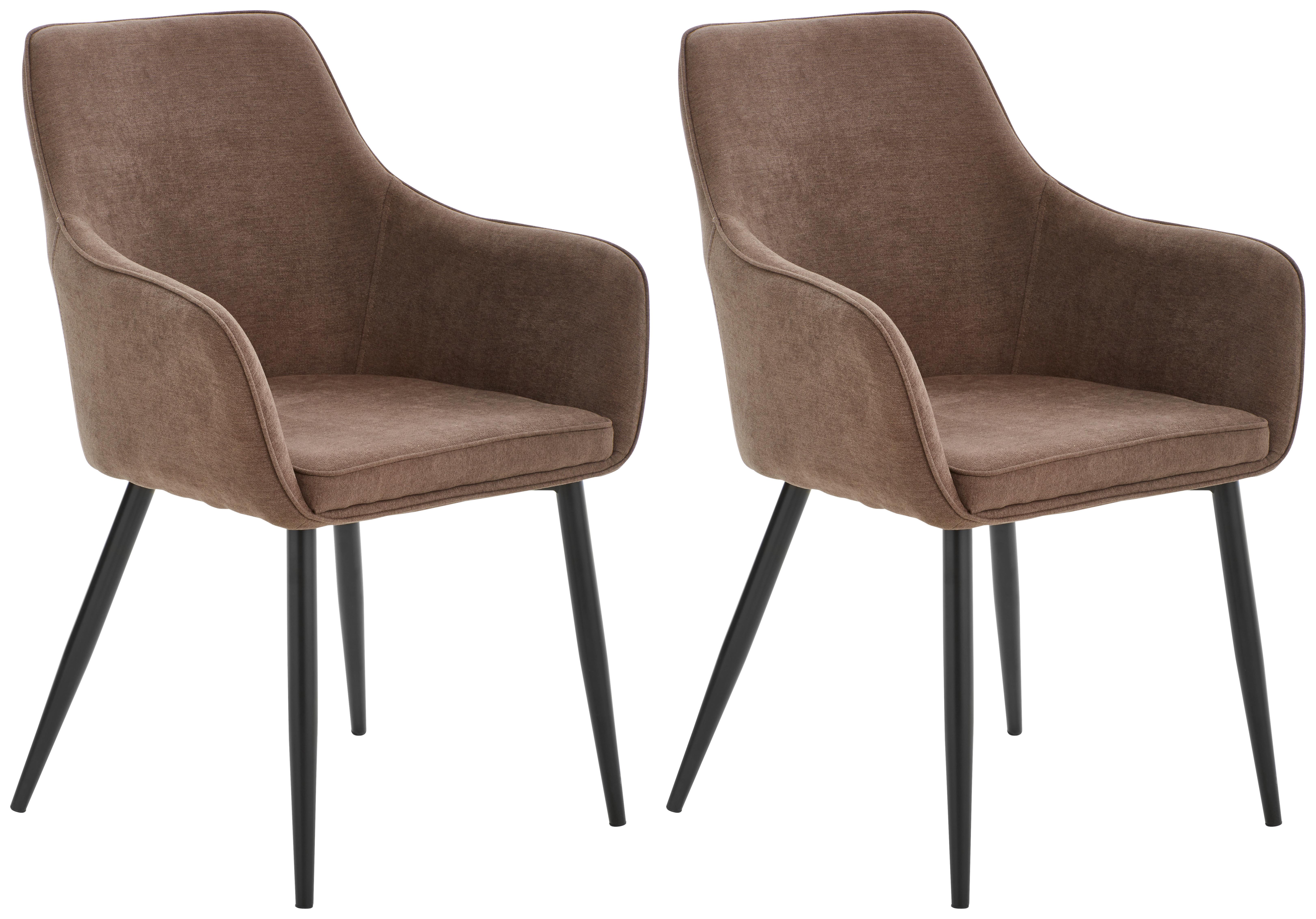 ZESTAW KRZESEŁ Z PODŁOKIETNIK. ERNA - czarny/brązowy, Konventionell, metal/tkanina (59/88,5/60,5cm) - Livetastic